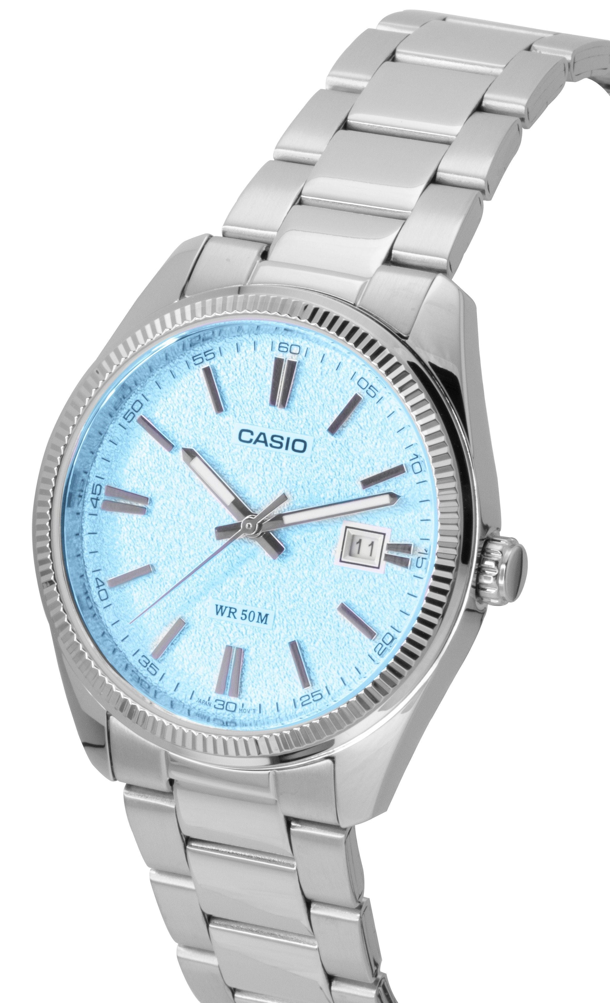 Casio Standard Analog Stainless Steel Light Blue Dial Quartz MTP - 1302DA - 2A2V Men's Watch - Prestige Stones