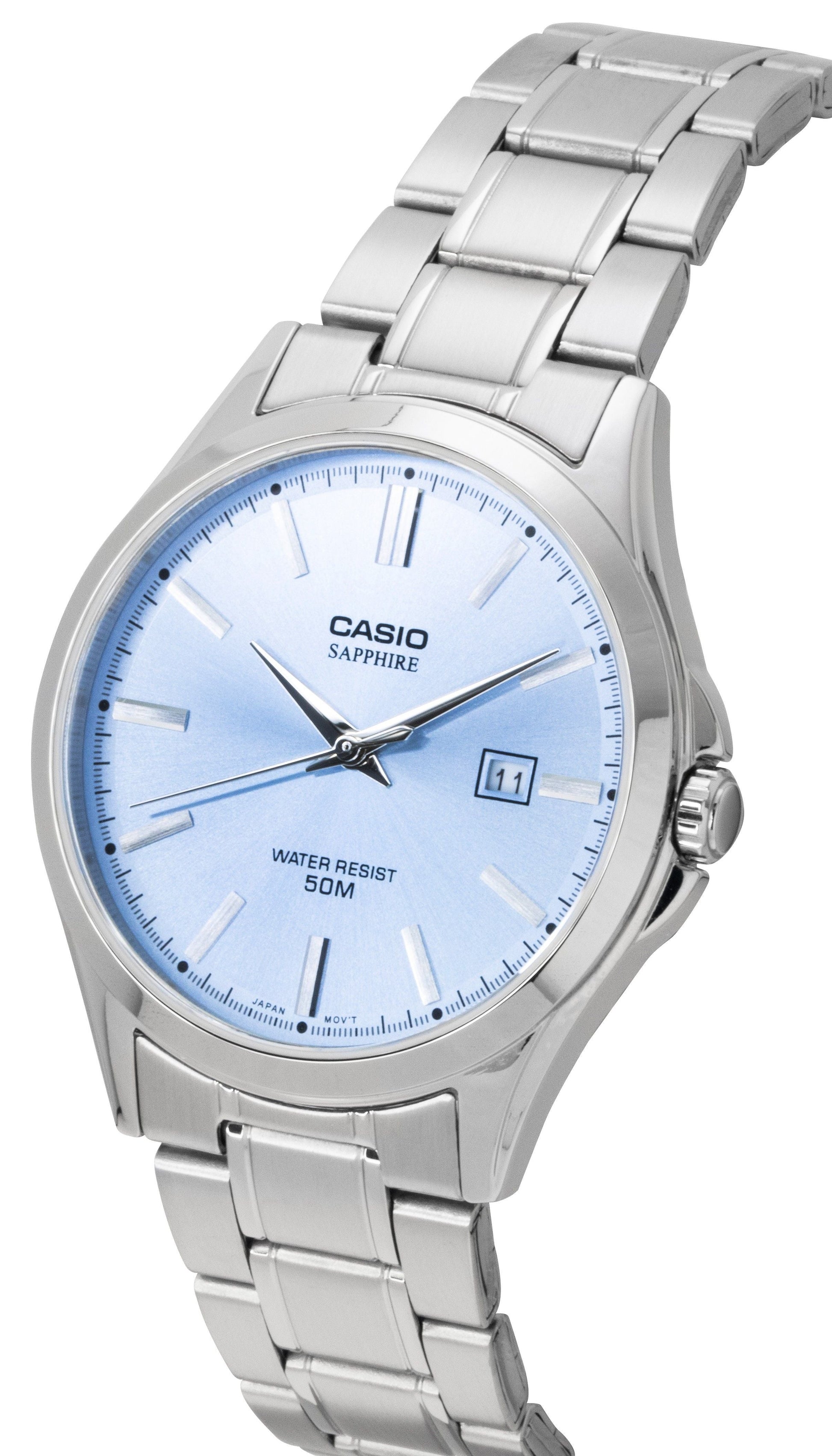 Casio Standard Analog Stainless Steel Light Blue Dial Quartz MTS - 115D - 2A2V Men's Watch - Prestige Stones