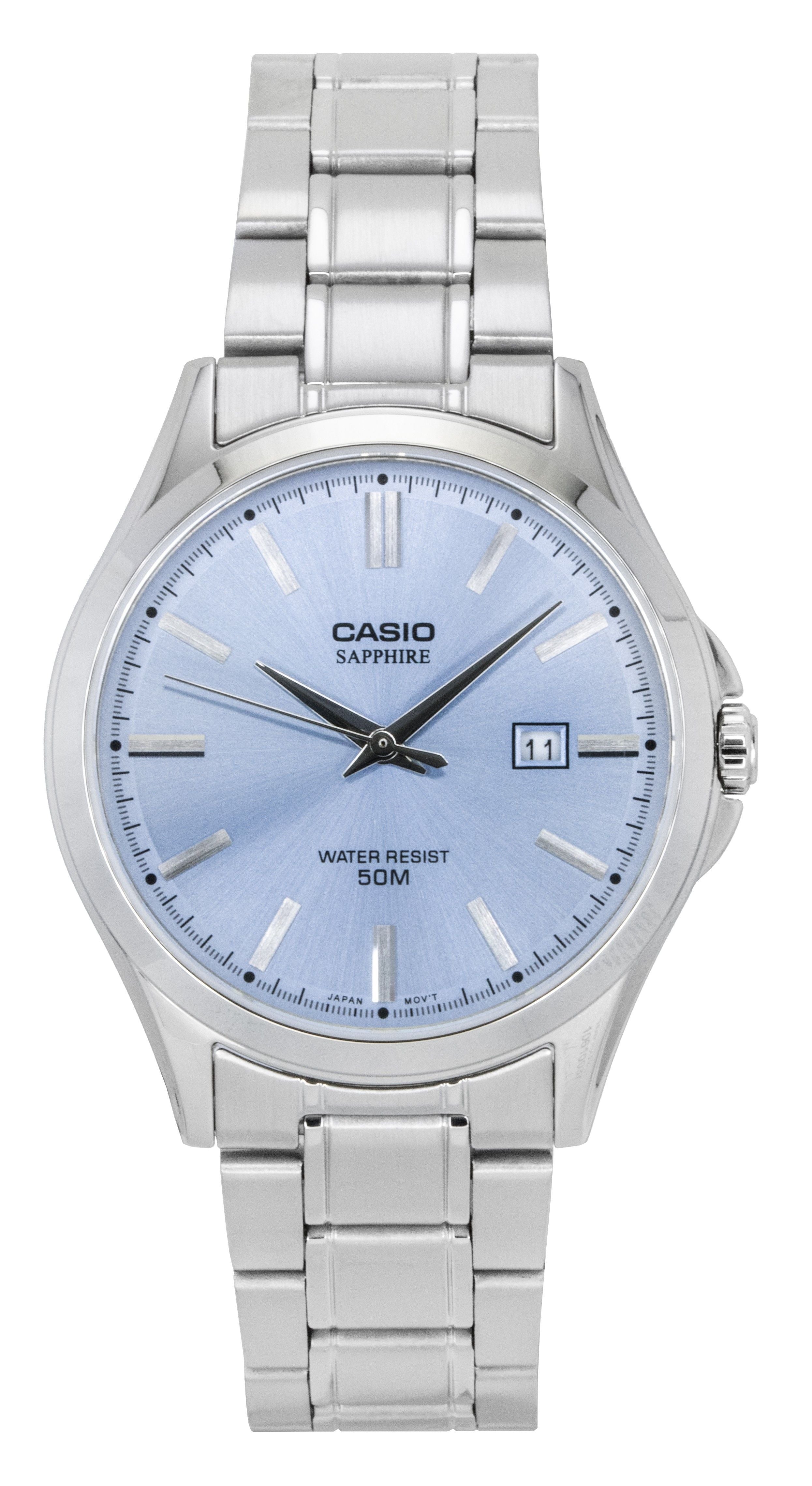 Casio Standard Analog Stainless Steel Light Blue Dial Quartz MTS - 115D - 2A2V Men's Watch - Prestige Stones