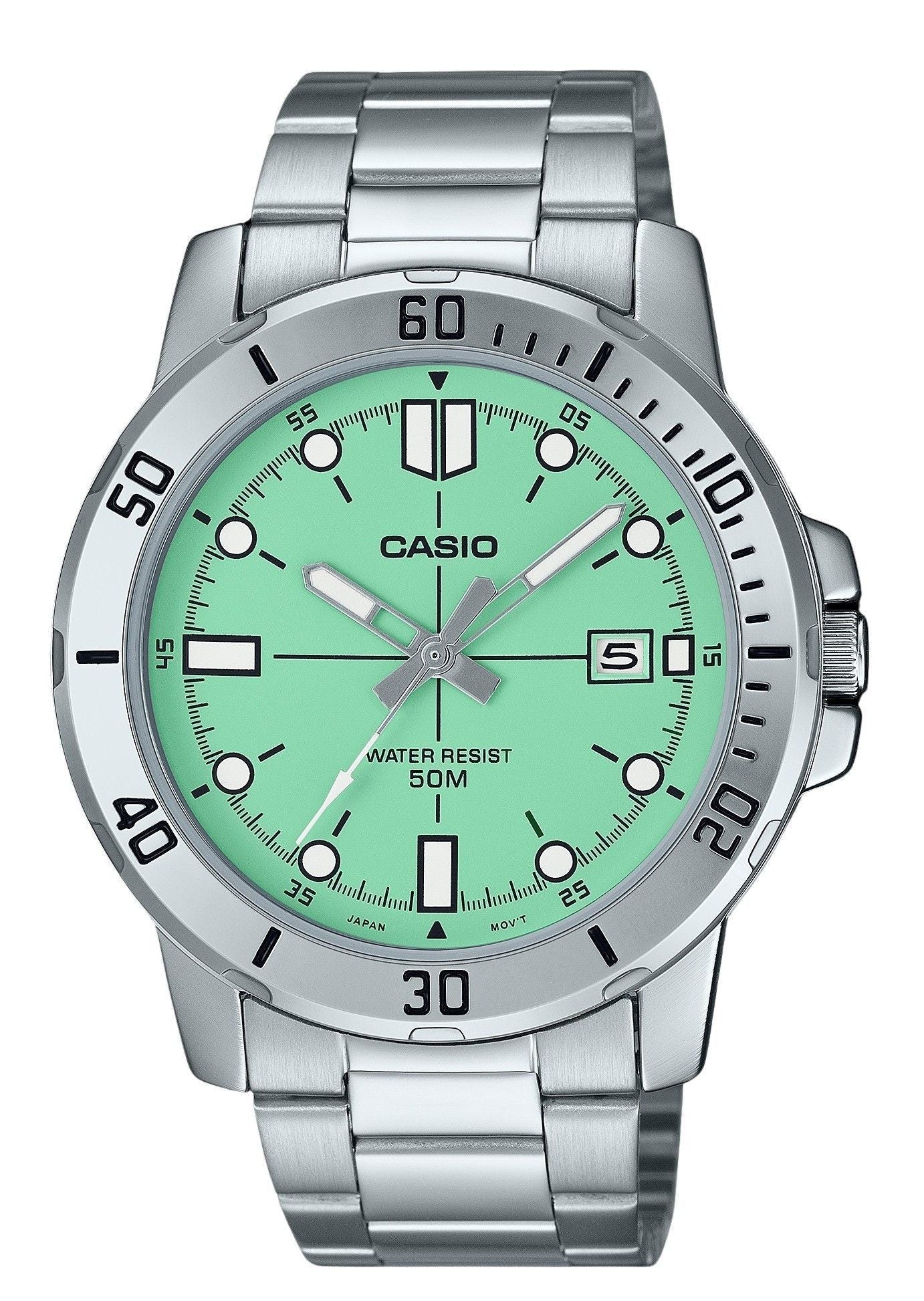 Casio Standard Analog Stainless Steel Mint Green Dial Quartz MTP - VD01D - 3E1V Men's Watch - Prestige Stones