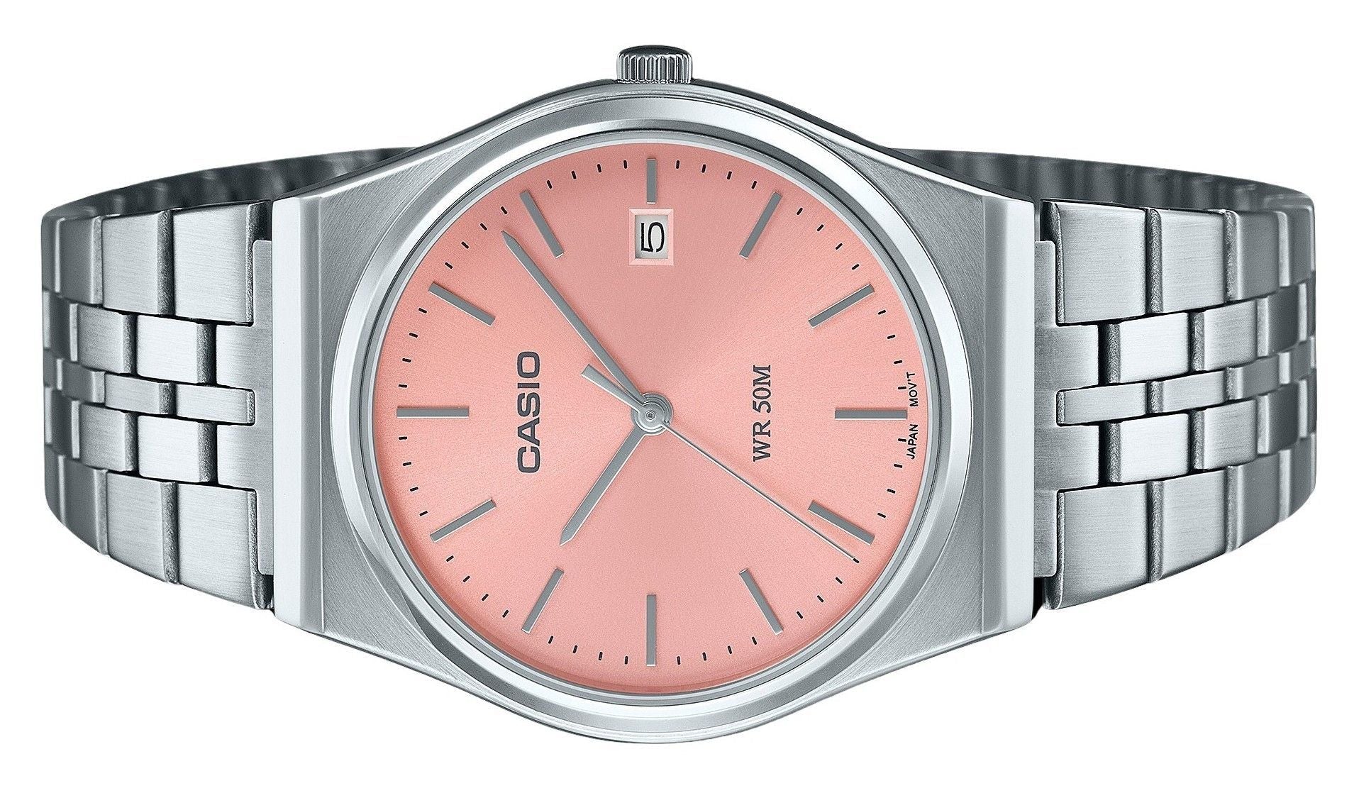 Casio Standard Analog Stainless Steel Pink Dial Quartz MTP - B145D - 4AV Unisex Watch - Prestige Stones