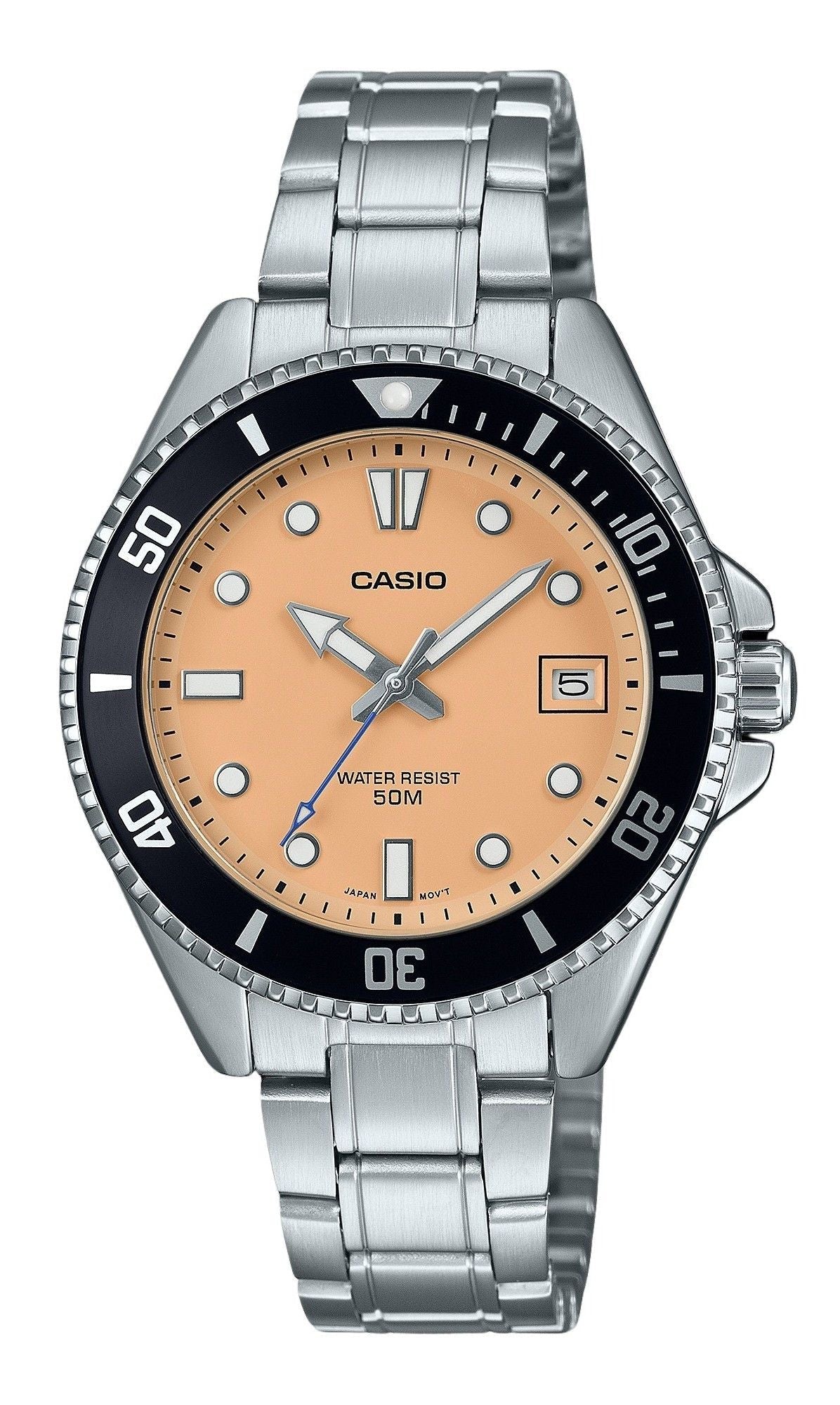 Casio Standard Analog Stainless Steel Salmon Dial Quartz MDV - 10D - 4A2V Men's Watch - Prestige Stones