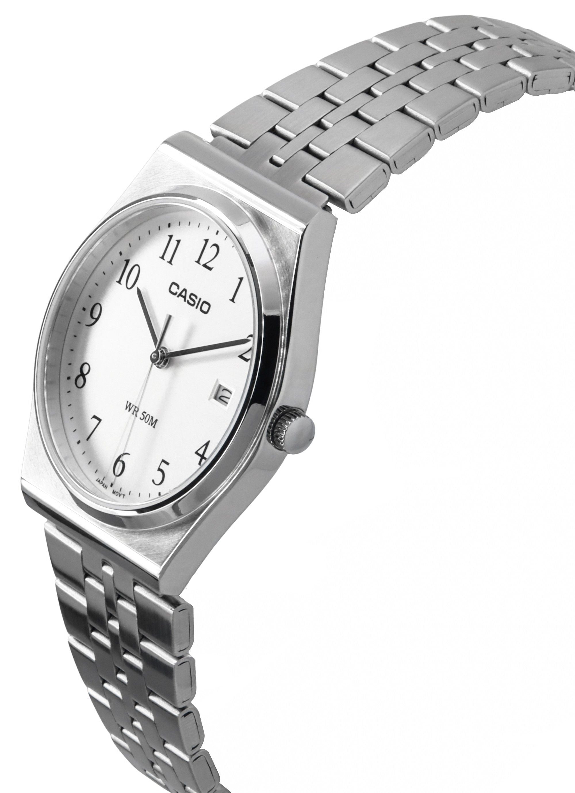 Casio Standard Analog Stainless Steel White Dial Quartz MTP - B145D - 7B Men's Watch - Prestige Stones