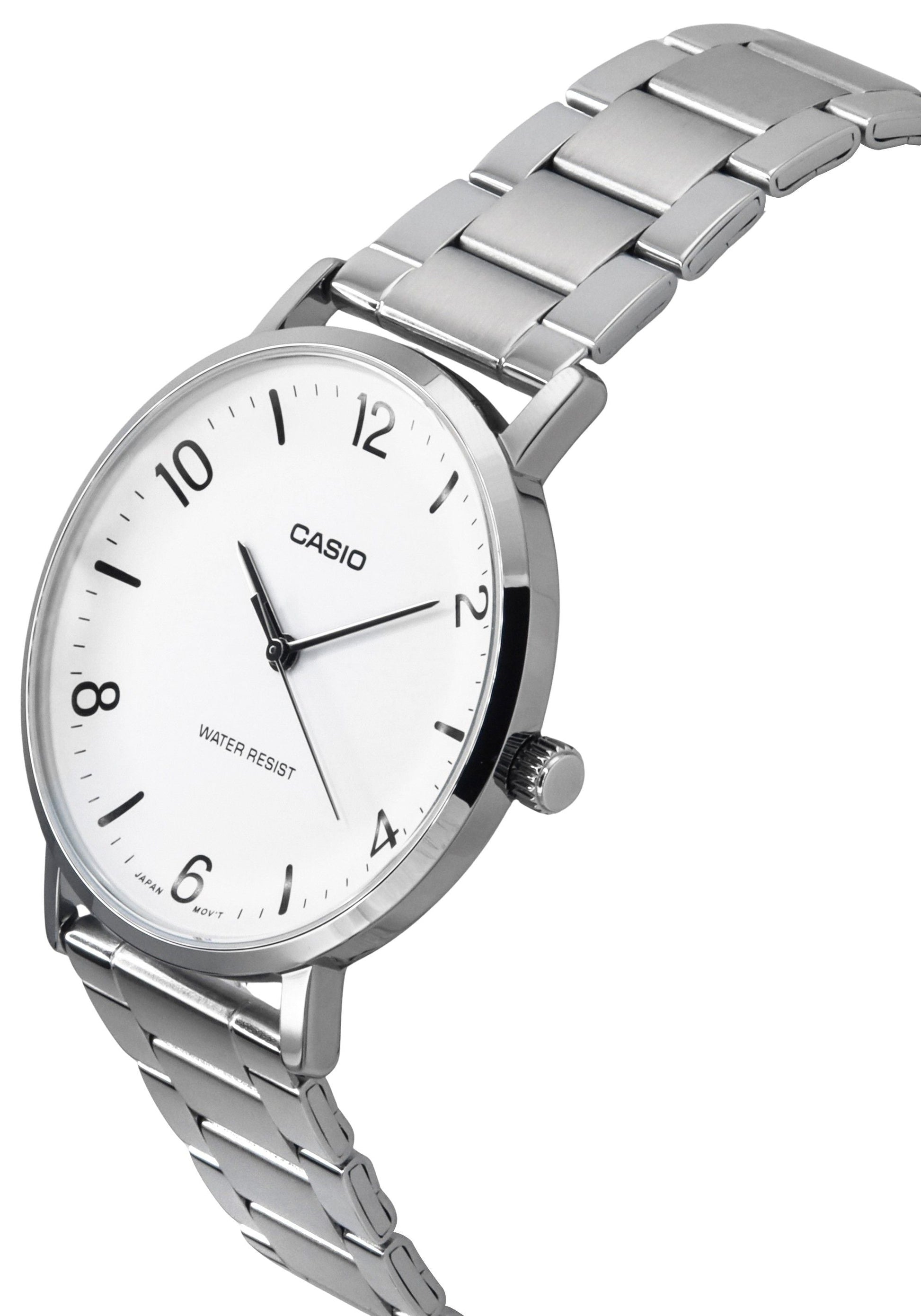 Casio Standard Analog Stainless Steel White Dial Quartz MTP - VT03D - 7B Men's Watch - Prestige Stones