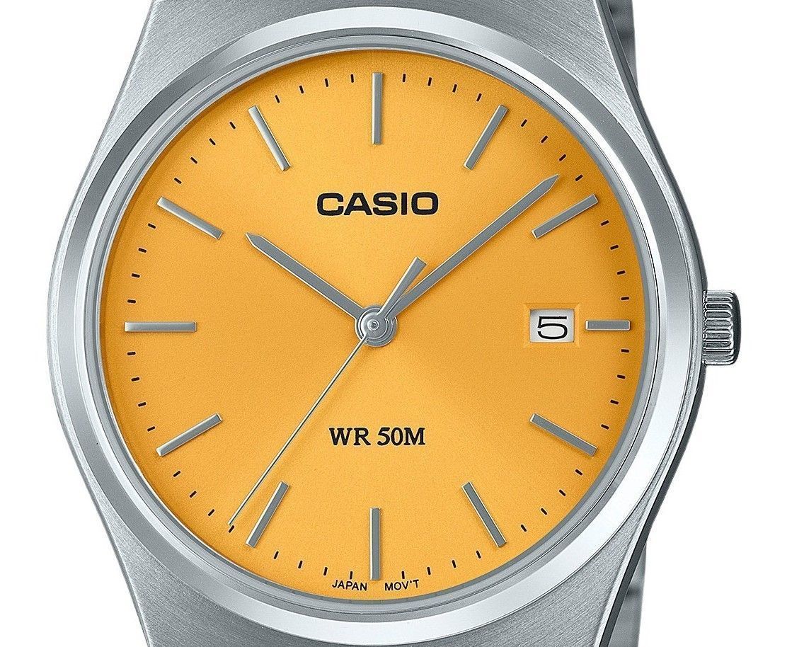 Casio Standard Analog Stainless Steel Yellow Dial Quartz MTP - B145D - 9AV Unisex Watch - Prestige Stones