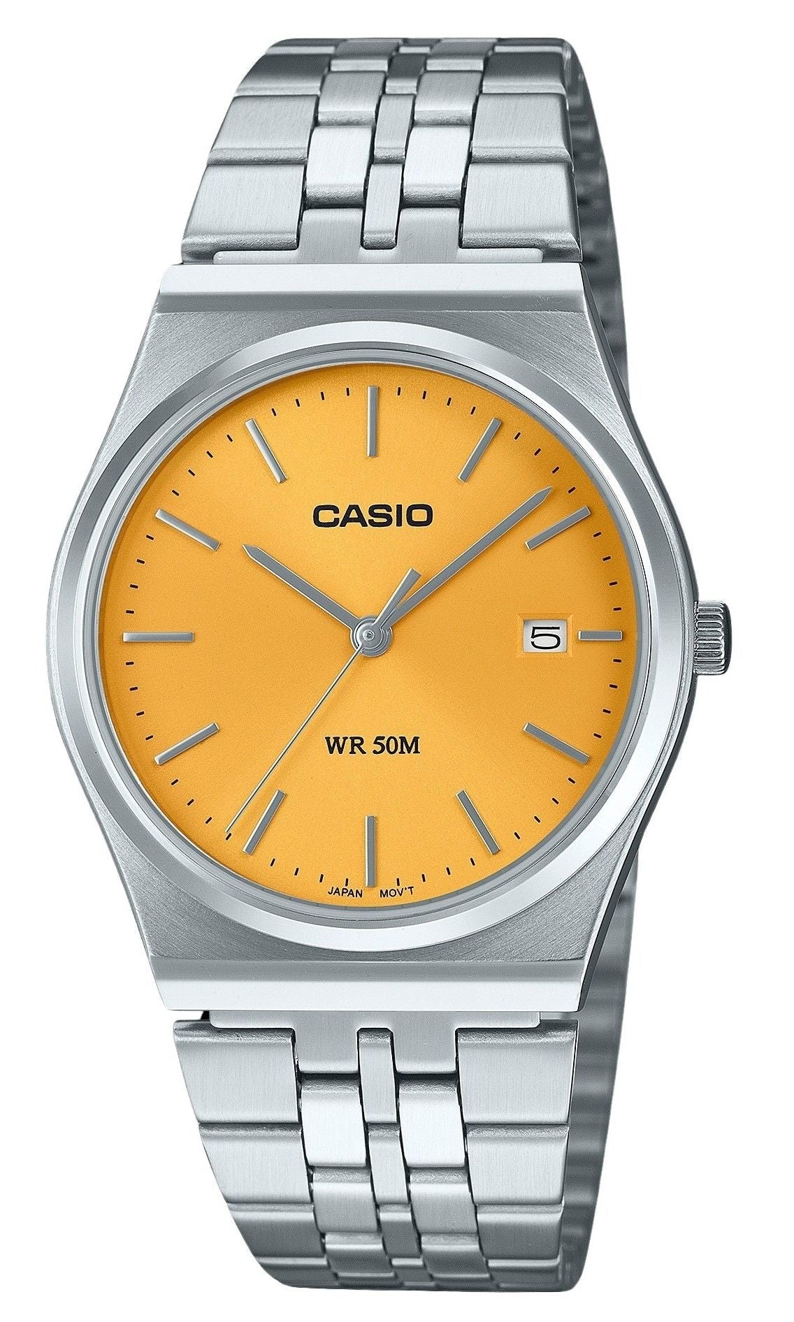 Casio Standard Analog Stainless Steel Yellow Dial Quartz MTP - B145D - 9AV Unisex Watch - Prestige Stones