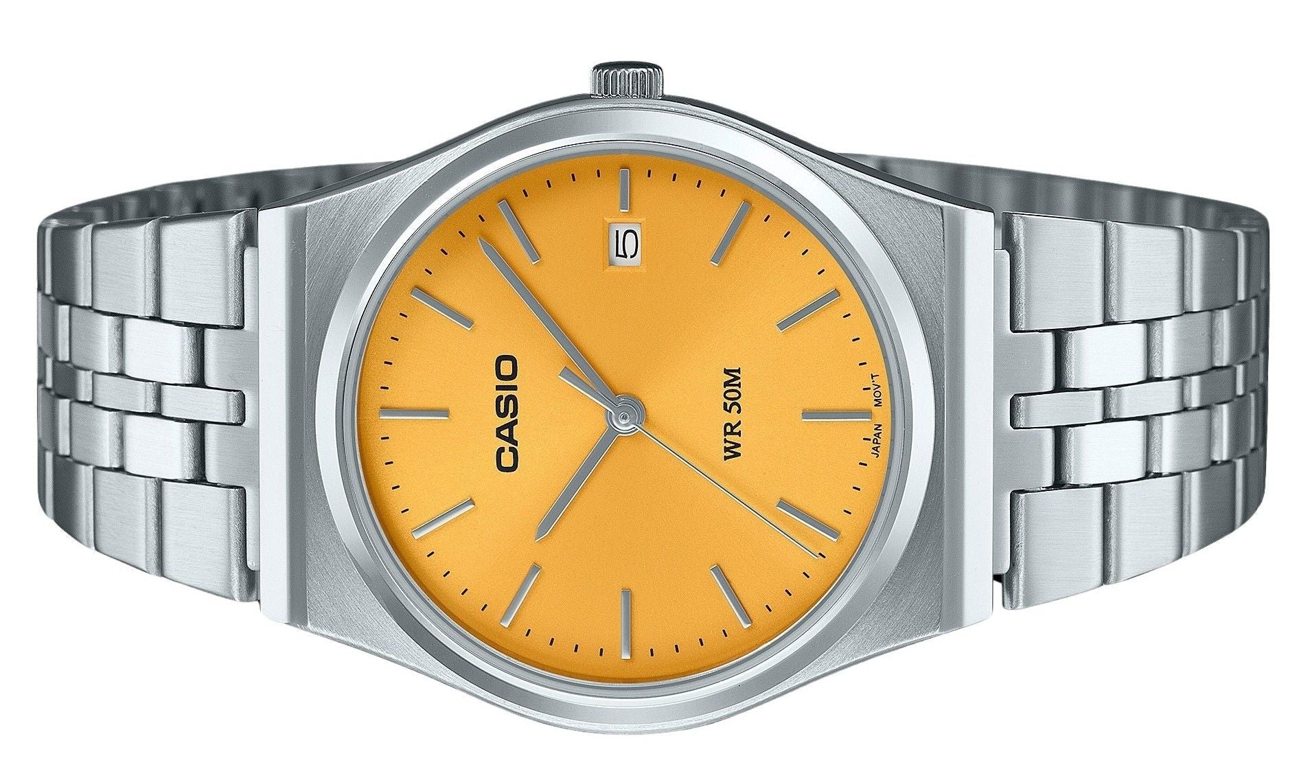 Casio Standard Analog Stainless Steel Yellow Dial Quartz MTP - B145D - 9AV Unisex Watch - Prestige Stones