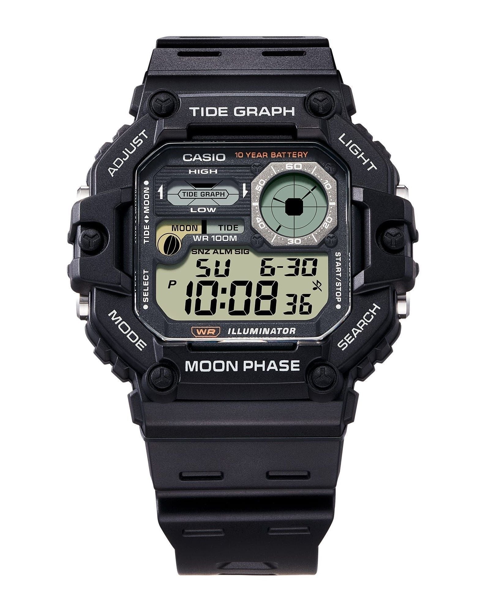 Casio Standard Digital Graph Moon Phase Resin Strap Quartz WS - 1700H - 1AV 100M Men's Watch - Prestige Stones