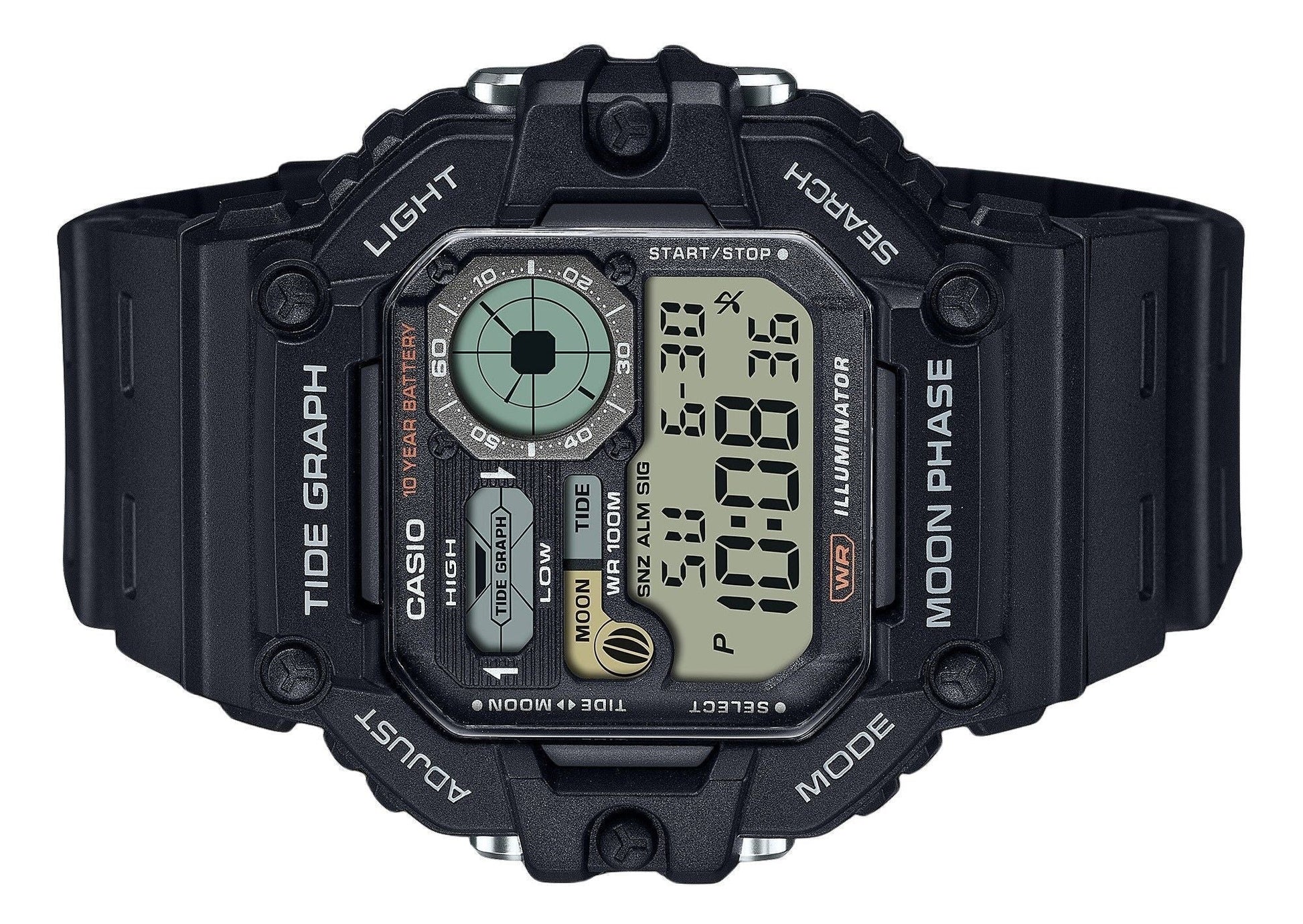 Casio Standard Digital Graph Moon Phase Resin Strap Quartz WS - 1700H - 1AV 100M Men's Watch - Prestige Stones