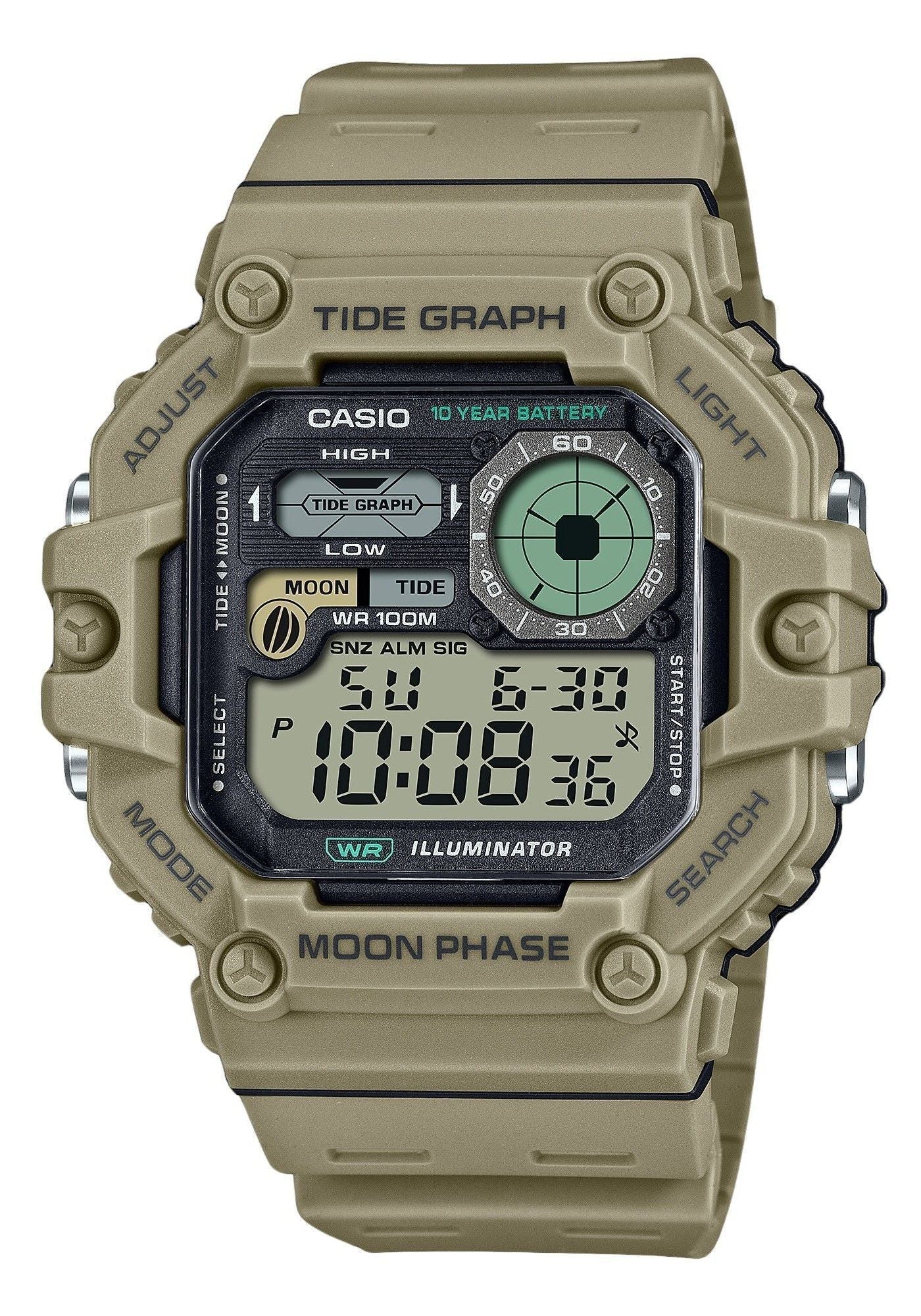 Casio Standard Digital Graph Moon Phase Resin Strap Quartz WS - 1700H - 5AV 100M Men's Watch - Prestige Stones