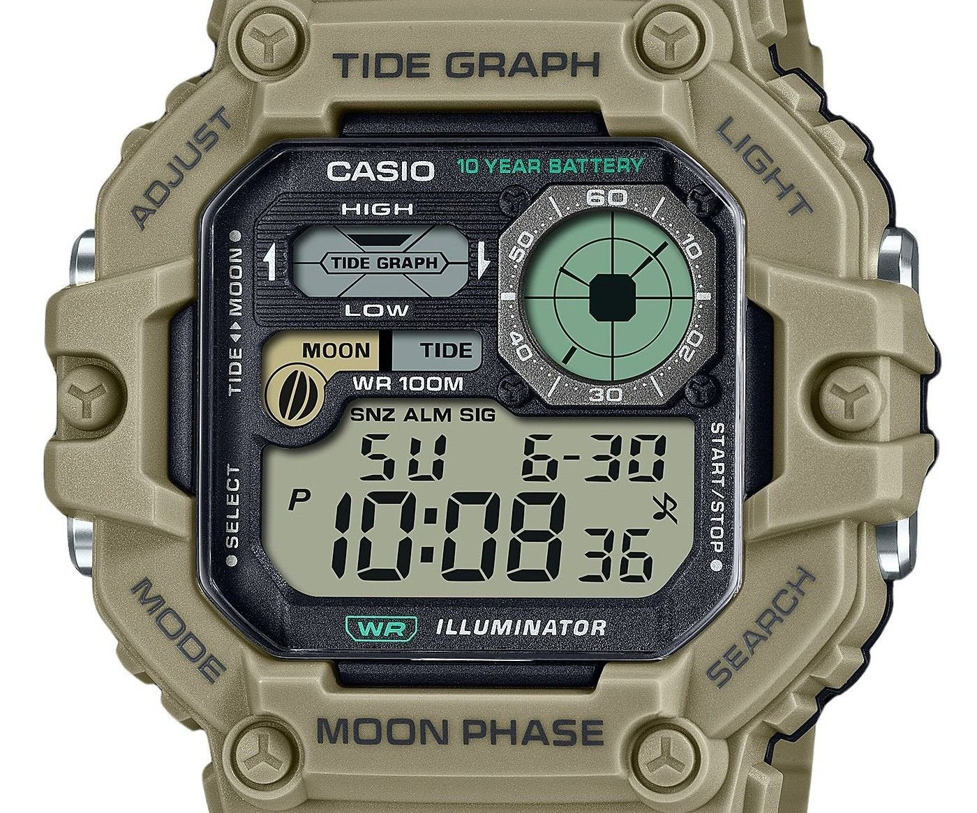 Casio Standard Digital Graph Moon Phase Resin Strap Quartz WS - 1700H - 5AV 100M Men's Watch - Prestige Stones