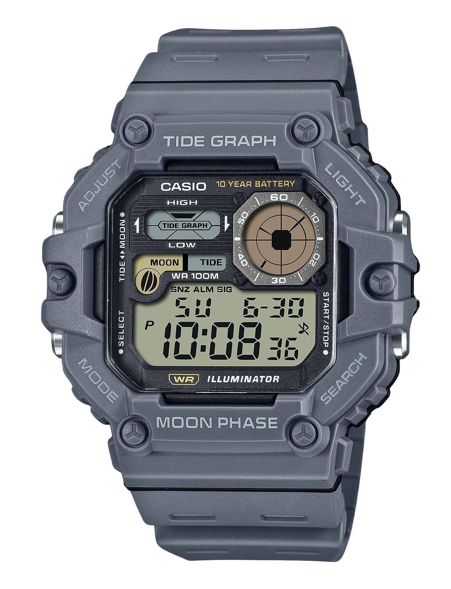 Casio Standard Digital Graph Moon Phase Resin Strap Quartz WS - 1700H - 8AV 100M Men's Watch - Prestige Stones