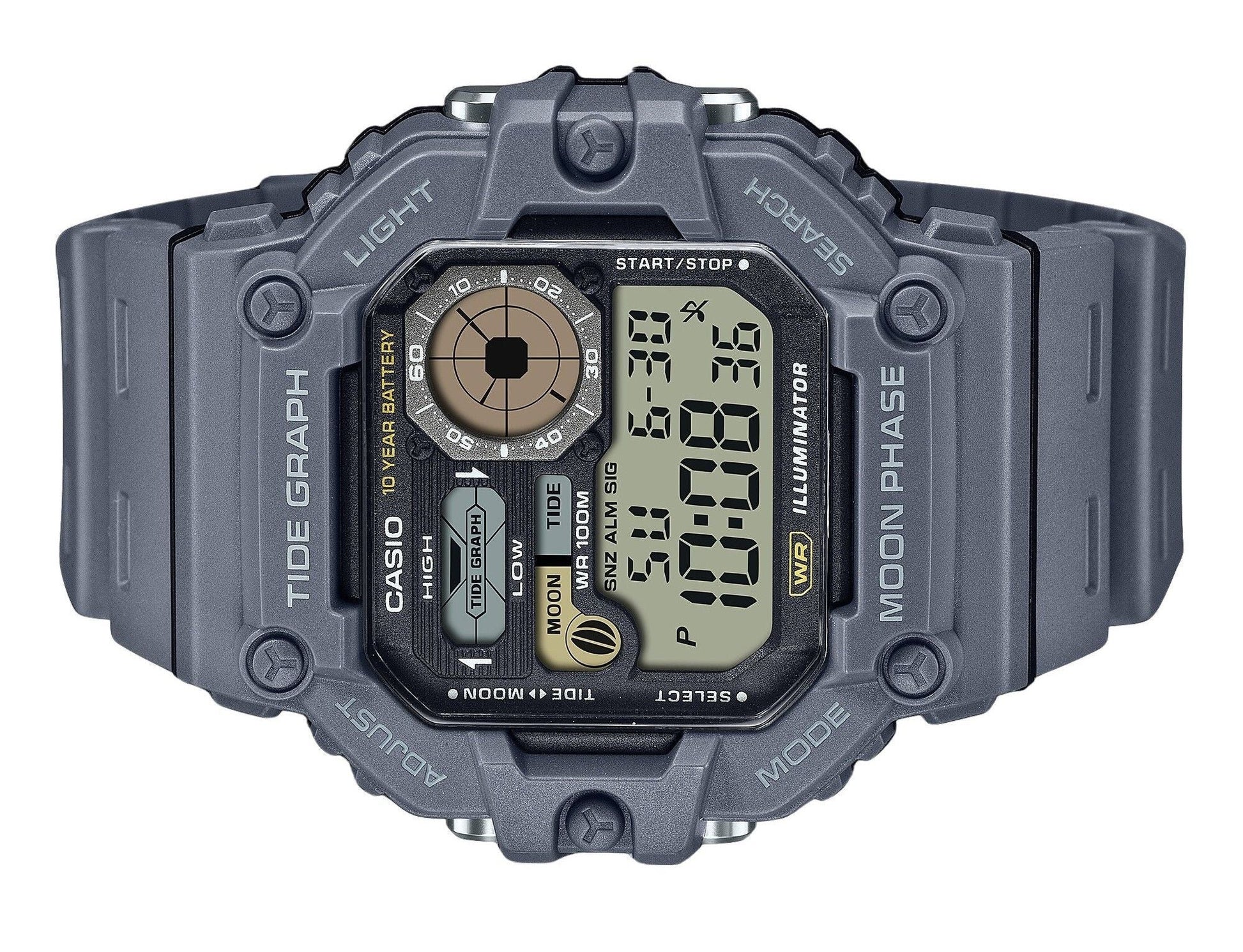 Casio Standard Digital Graph Moon Phase Resin Strap Quartz WS - 1700H - 8AV 100M Men's Watch - Prestige Stones