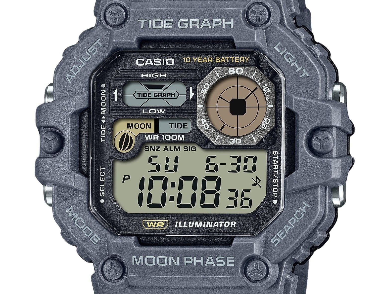 Casio Standard Digital Graph Moon Phase Resin Strap Quartz WS - 1700H - 8AV 100M Men's Watch - Prestige Stones