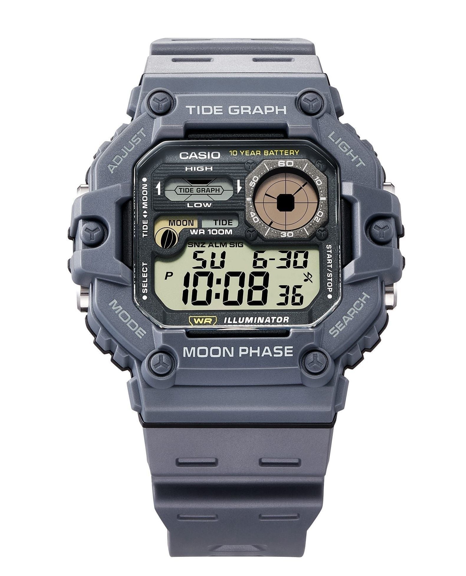 Casio Standard Digital Graph Moon Phase Resin Strap Quartz WS - 1700H - 8AV 100M Men's Watch - Prestige Stones