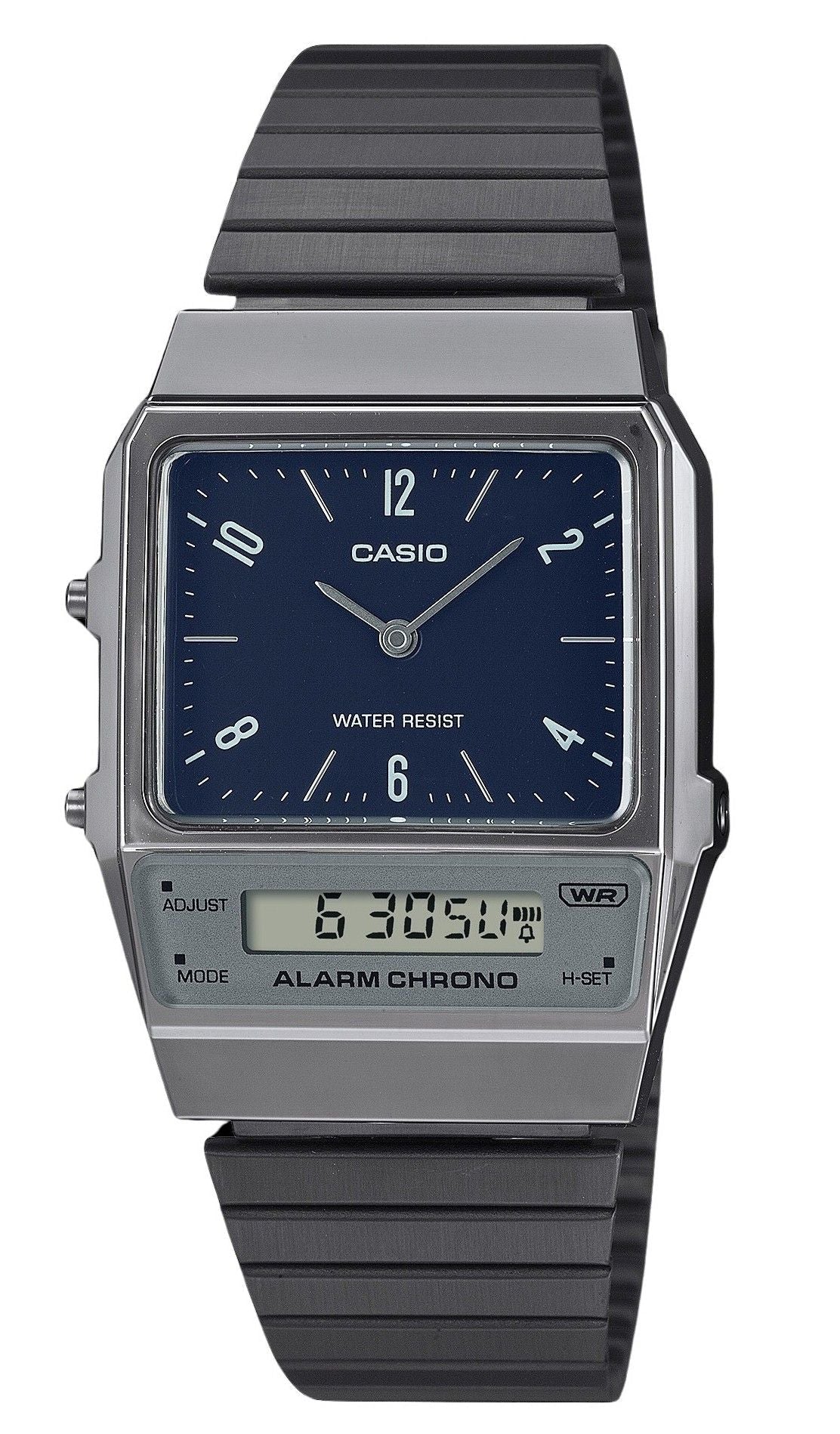 Casio Vintage Analog Digital Dual Time Stainless Steel Bracelet Blue Dial Quartz AQ - 800EB - 2A Unisex Watch - Prestige Stones
