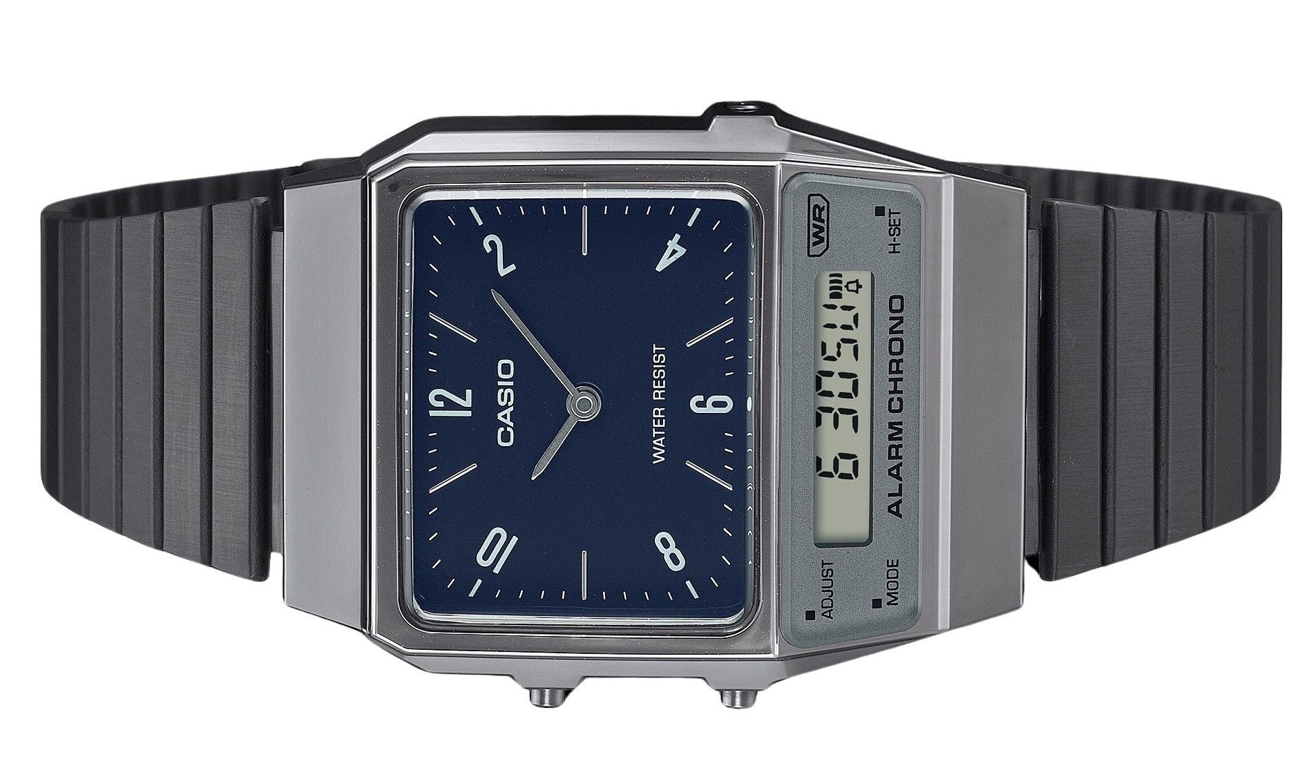 Casio Vintage Analog Digital Dual Time Stainless Steel Bracelet Blue Dial Quartz AQ - 800EB - 2A Unisex Watch - Prestige Stones