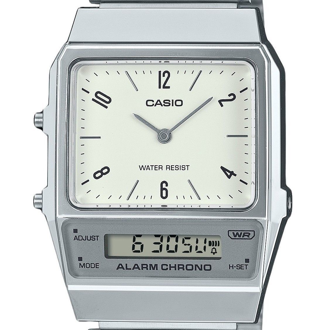 Casio Vintage Analog Digital Dual Time Stainless Steel Bracelet White Dial Quartz AQ - 800E - 7A2 Unisex Watch - Prestige Stones