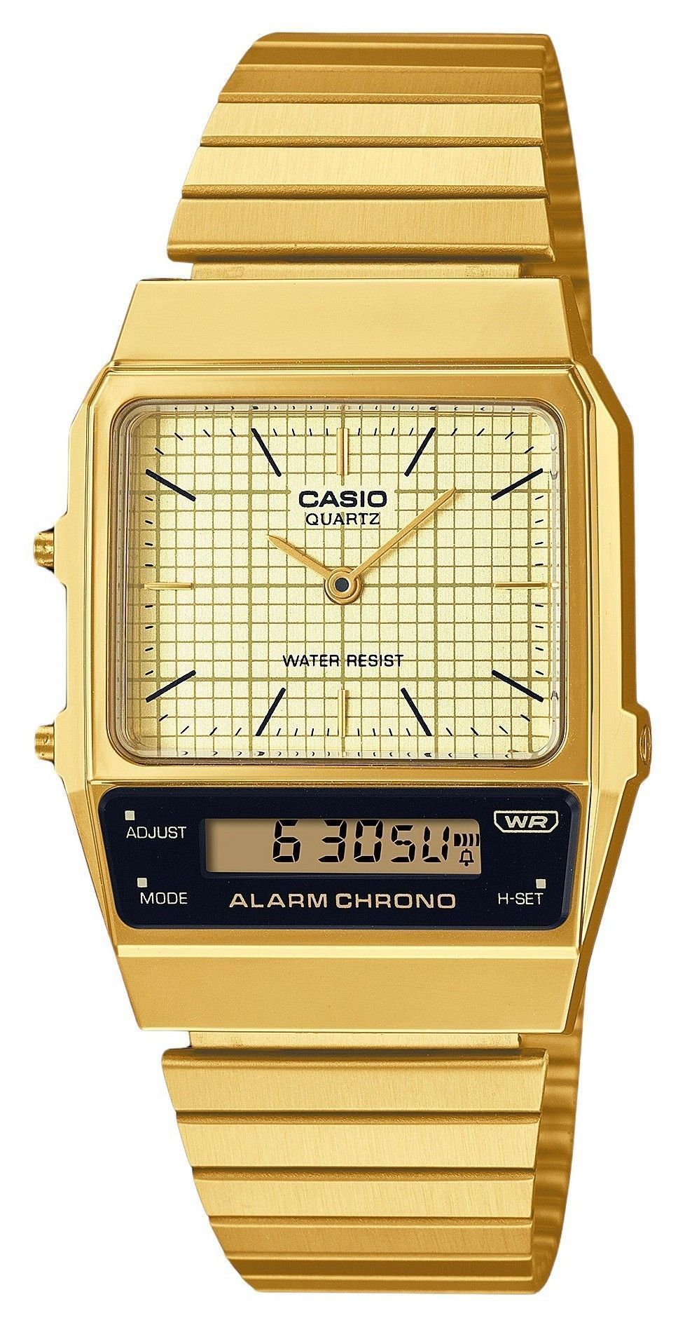 Casio Vintage Analog Digital Gold Ion Plated Stainless Steel Beige Dial Quartz AQ - 800EG - 9A Unisex Watch - Prestige Stones