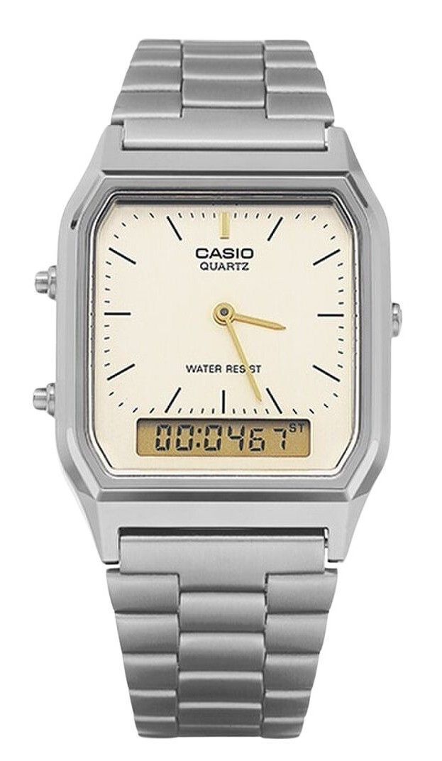Casio Vintage Analog Digital Gray Ion Plated Quartz AQ - 230GG - 9A Men's Watch - Prestige Stones