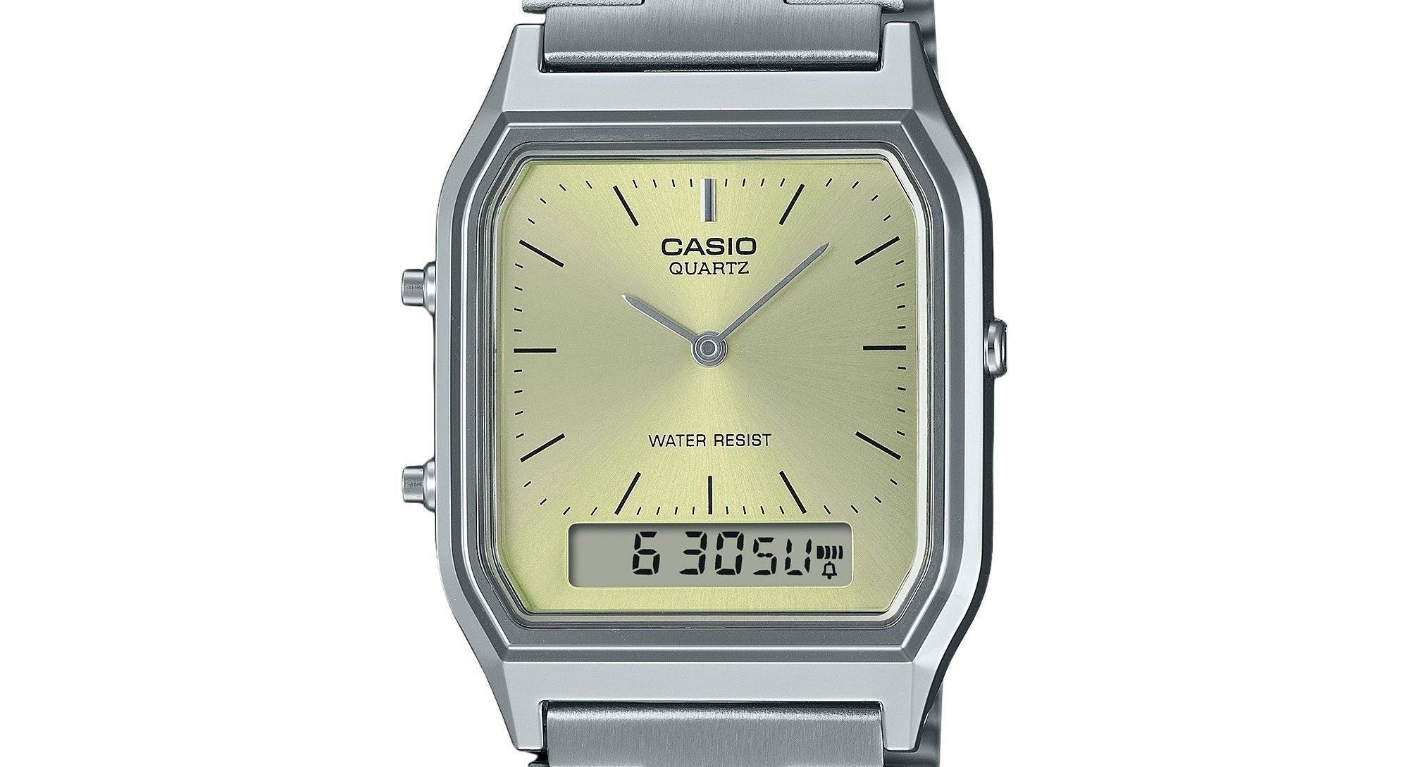 Casio Vintage Analog Digital Light Champagne Dial Quartz AQ - 230A - 9AMQY Unisex Watch - Prestige Stones