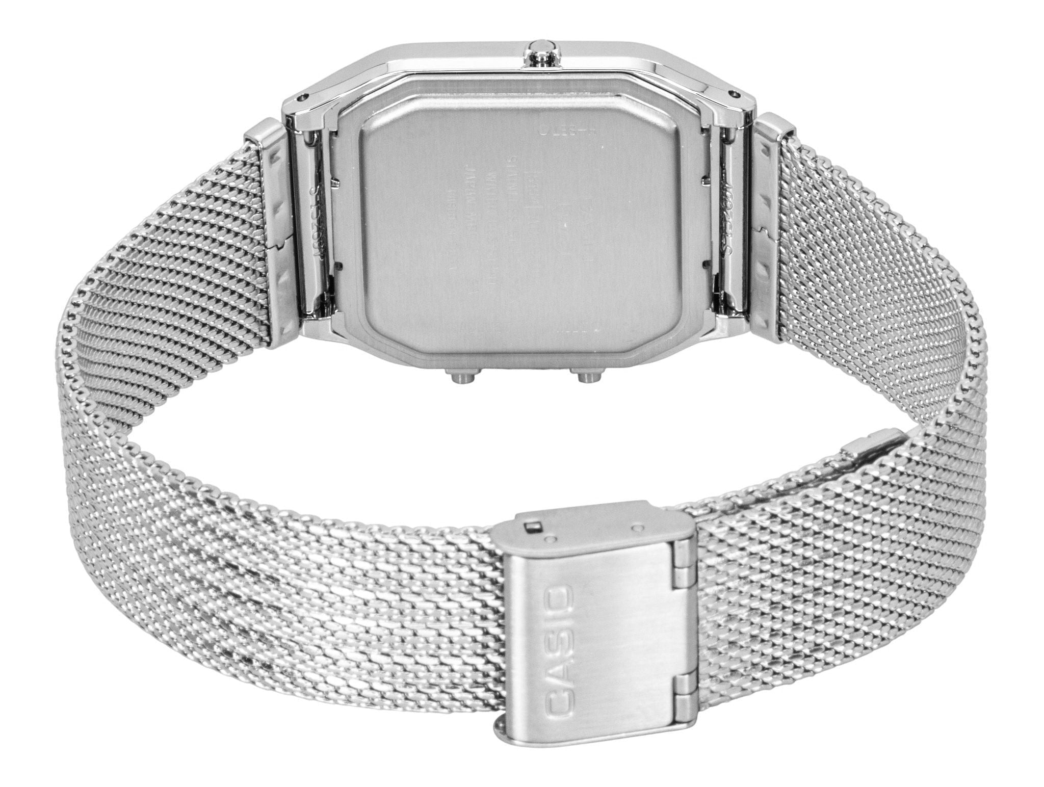 Casio Vintage Analog Digital Stainless Steel Mesh Bracelet Silver Dial Quartz AQ - 230EM - 7A Unisex Watch - Prestige Stones
