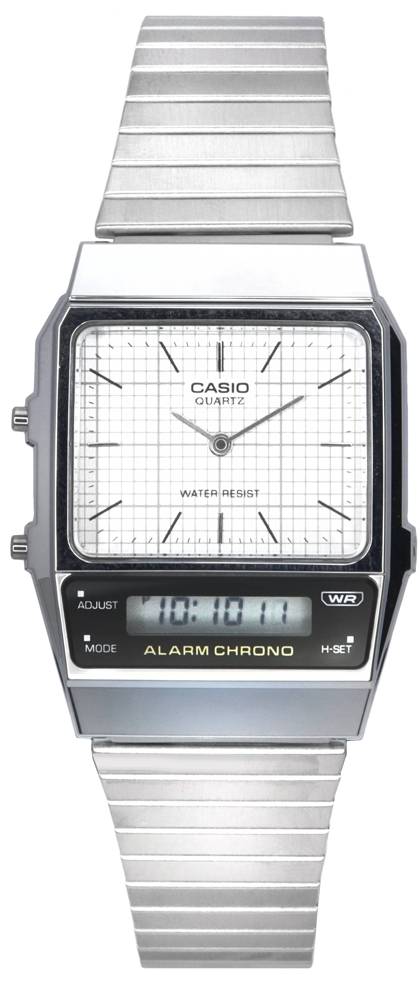Casio Vintage Analog Digital White Dial Quartz AQ - 800E - 7A AQ800E - 7 Unisex Watch - Prestige Stones