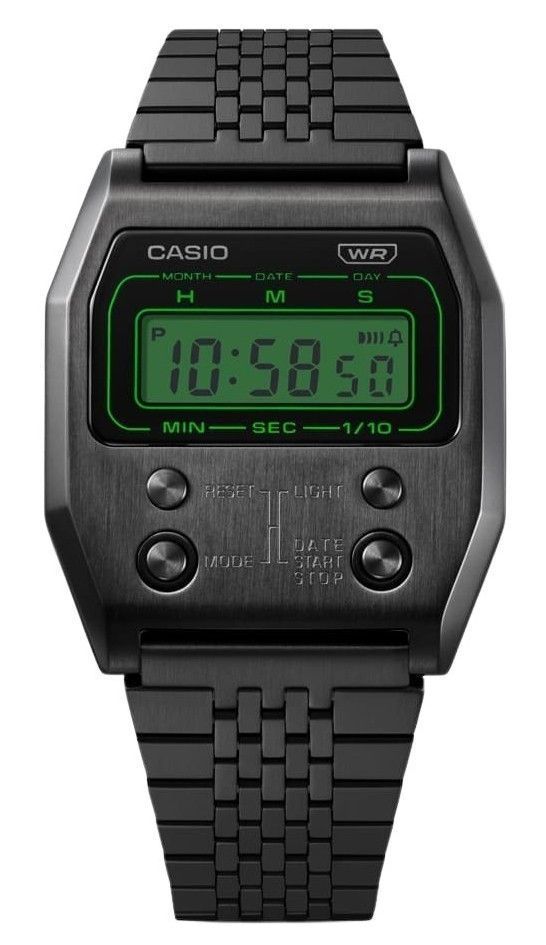 Casio Vintage Digital Black Ion Plated Stainless Steel Quartz A1100B - 1 Unisex Watch - Prestige Stones