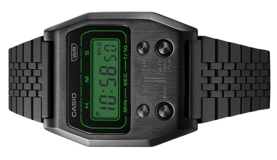 Casio Vintage Digital Black Ion Plated Stainless Steel Quartz A1100B - 1 Unisex Watch - Prestige Stones