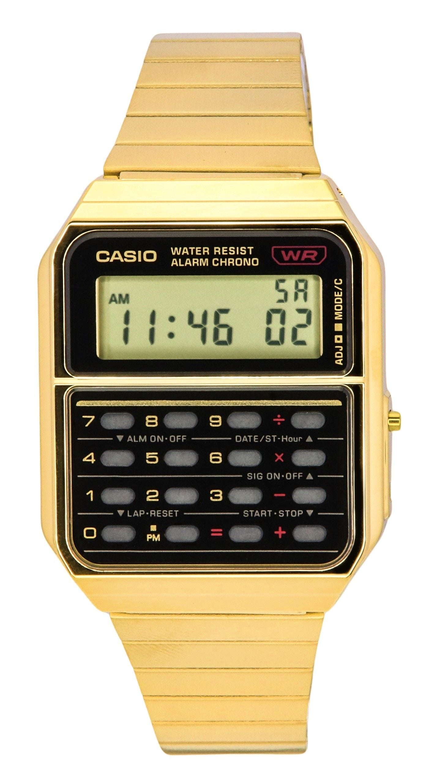 Casio Vintage Digital Calculator Gold Tone Stainless Steel Quartz CA - 500WEG - 1A Men's Watch - Prestige Stones