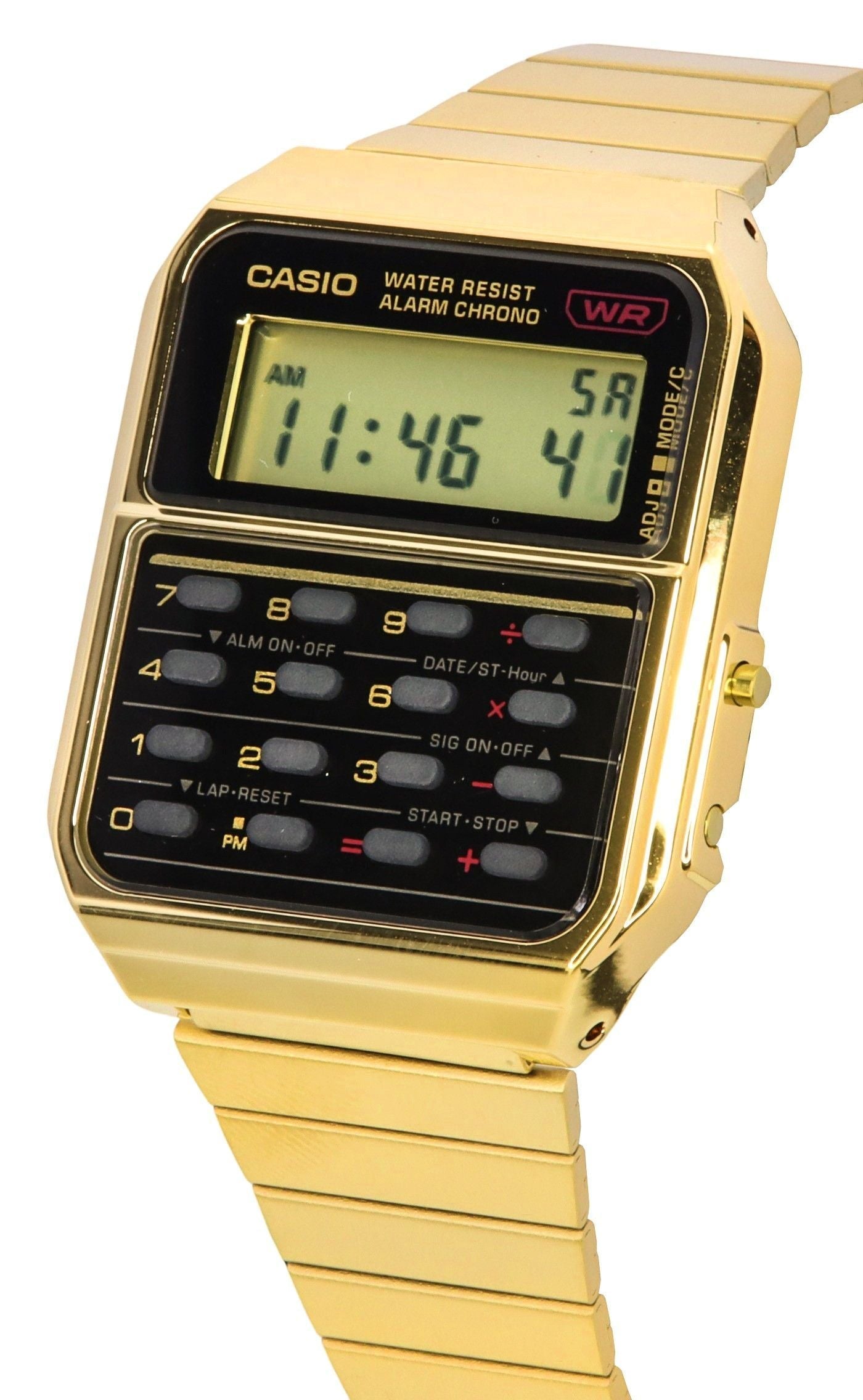 Casio Vintage Digital Calculator Gold Tone Stainless Steel Quartz CA - 500WEG - 1A Men's Watch - Prestige Stones