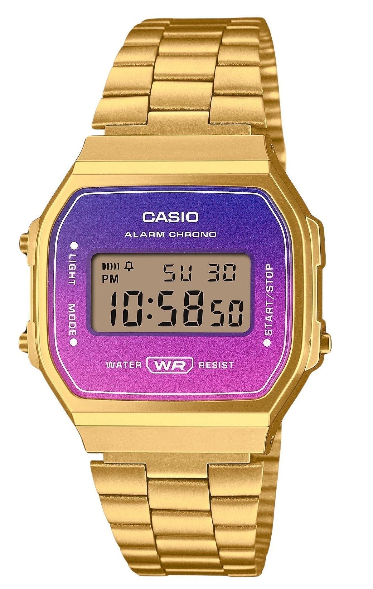 Casio Vintage Digital Gold Tone Stainless Steel Bracelet Quartz A168WERG - 2A Unisex Watch - Prestige Stones