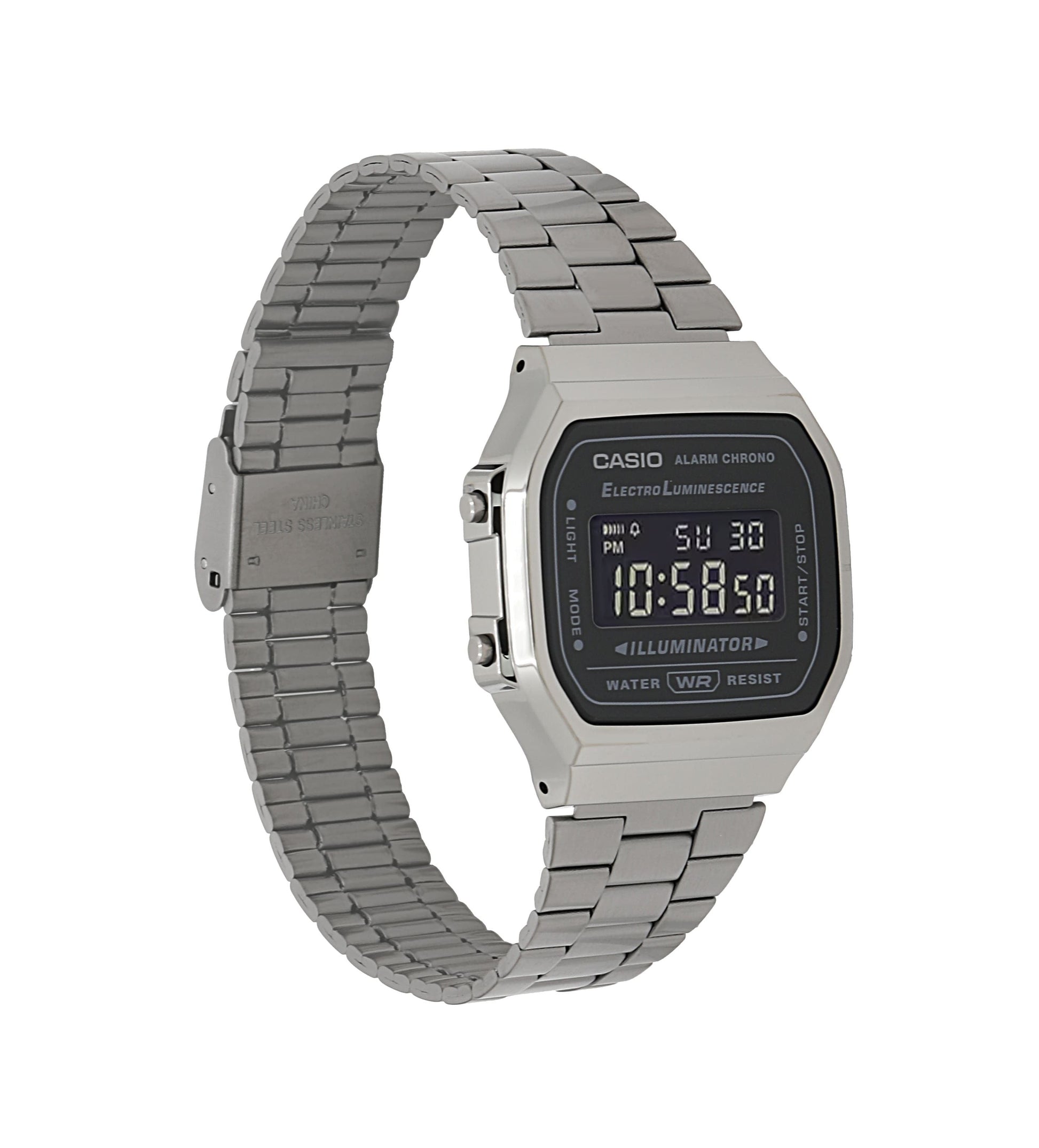 Casio Vintage Digital Stainless Steel Bracelet Black Dial Quartz A168WGG - 1B Unisex Watch - Prestige Stones