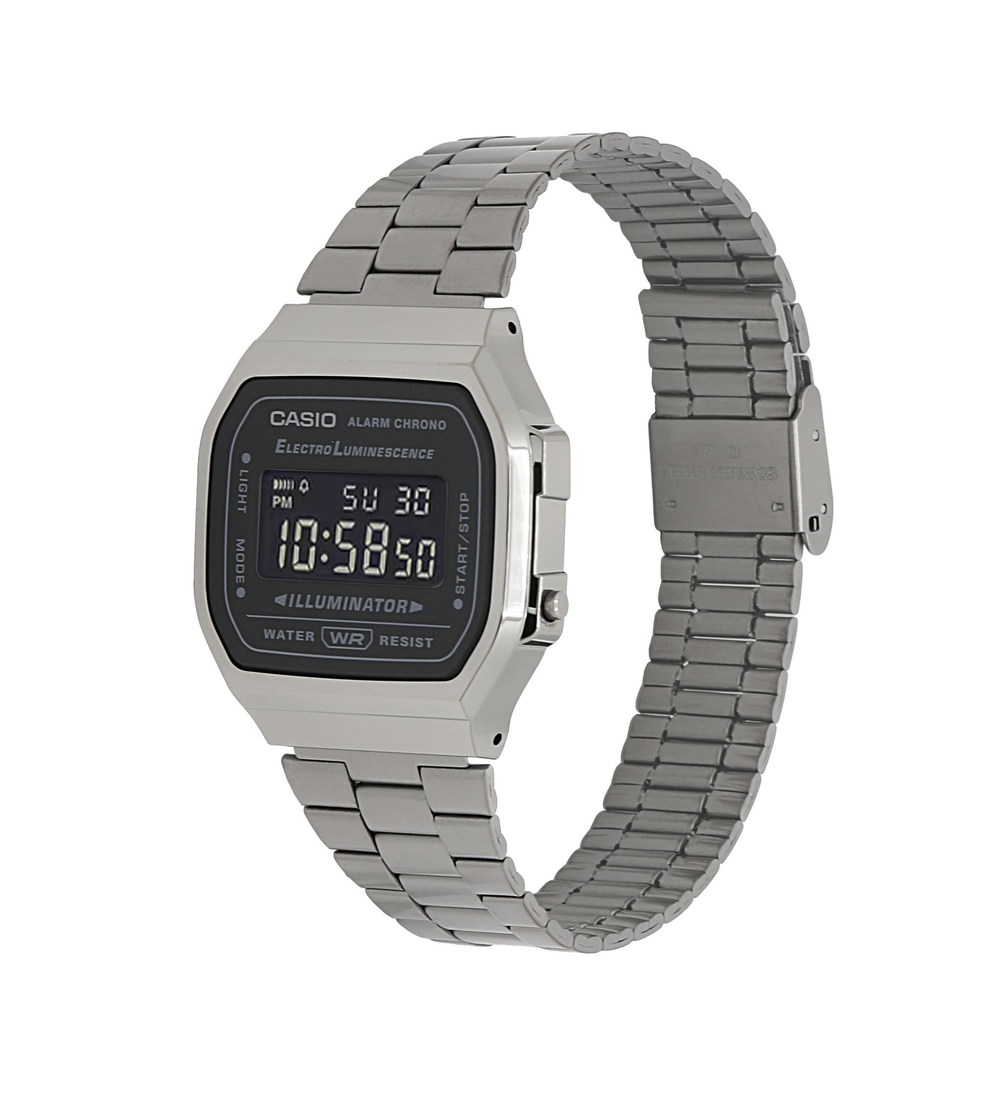 Casio Vintage Digital Stainless Steel Bracelet Black Dial Quartz A168WGG - 1B Unisex Watch - Prestige Stones