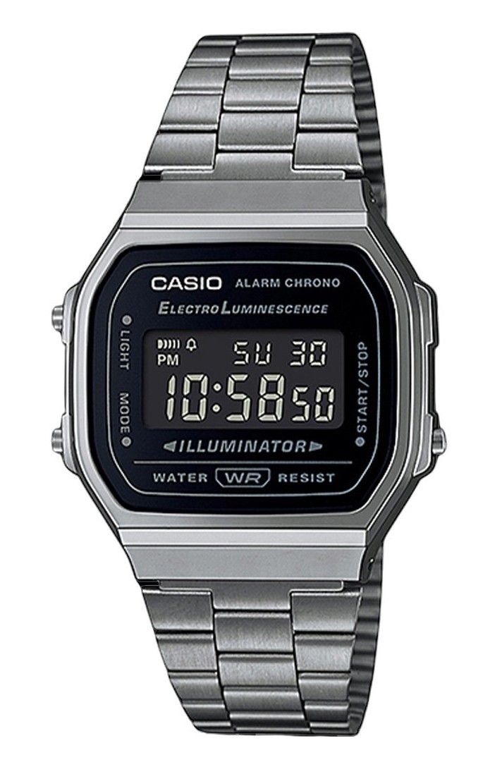 Casio Vintage Digital Stainless Steel Bracelet Black Dial Quartz A168WGG - 1B Unisex Watch - Prestige Stones
