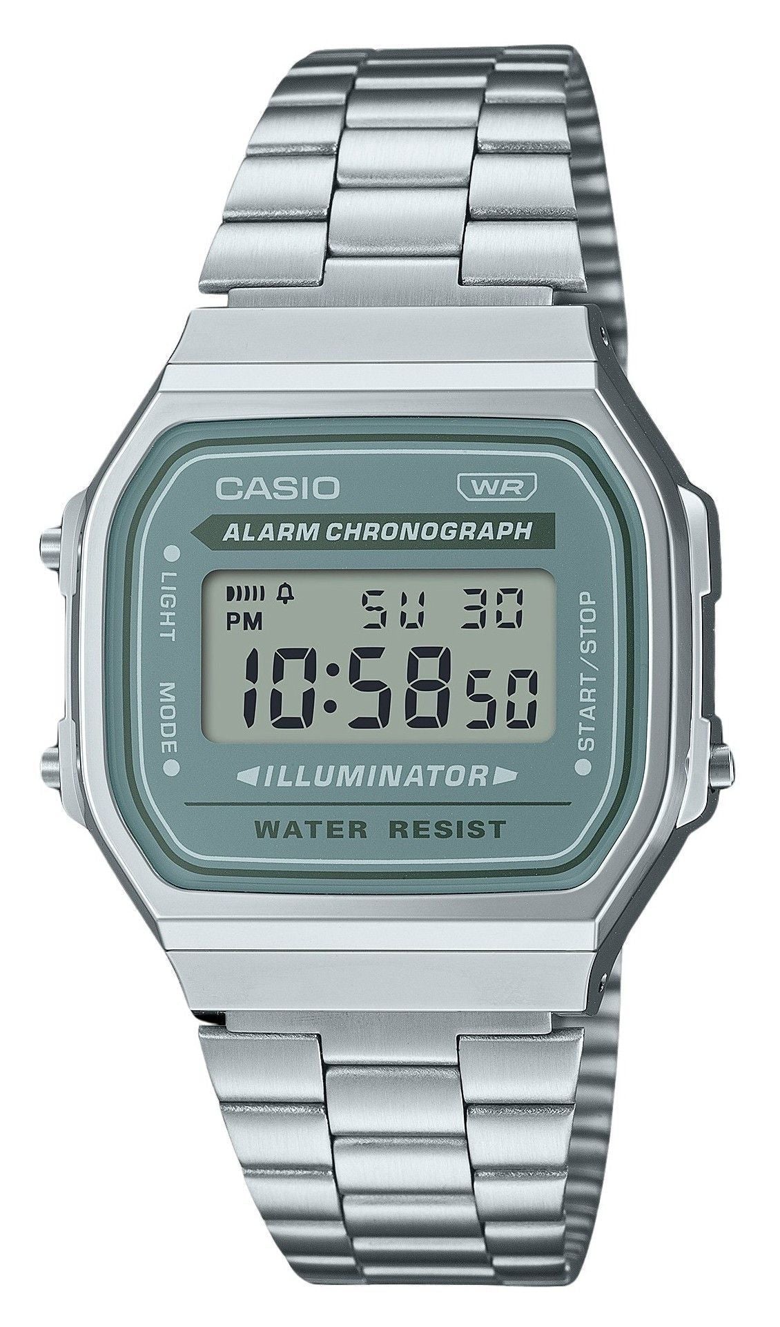 Casio Vintage Digital Stainless Steel Bracelet Quartz A168WA - 3A Men's Watch - Prestige Stones