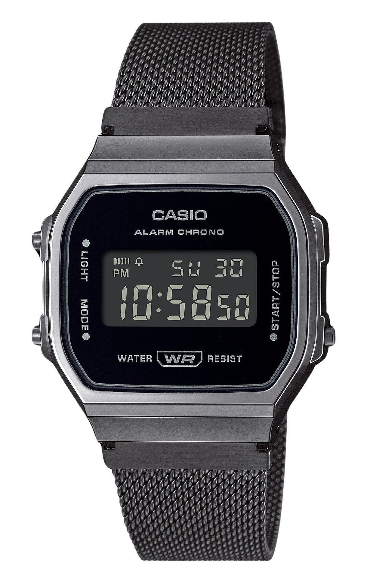 Casio Vintage Digital Stainless Steel Mesh Bracelet Quartz A168WEMB - 1B Unisex Watch - Prestige Stones