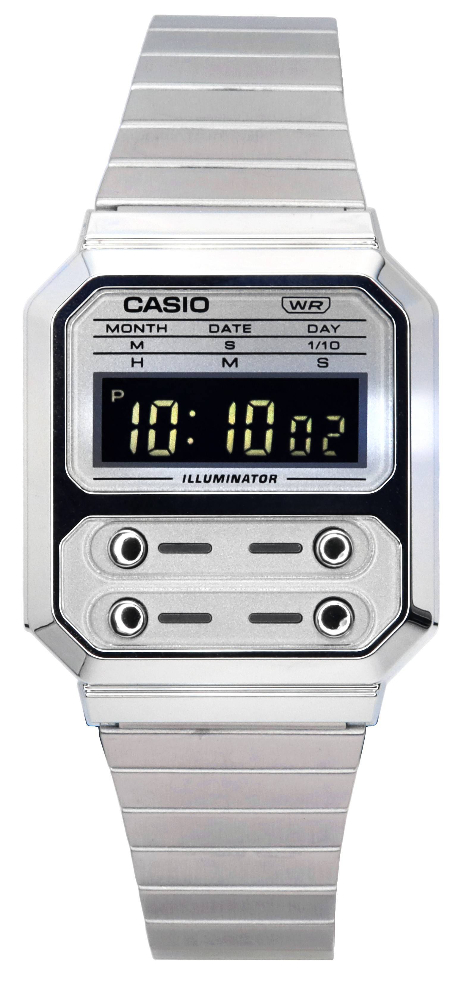 Casio Vintage Digital Stainless Steel Quartz A100WE - 7B A100WE - 7B Unisex Watch - Prestige Stones
