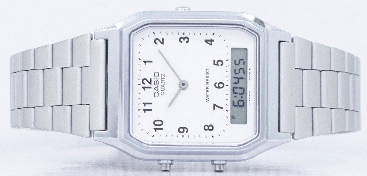 Casio Vintage Dual Time Analog Digital Quartz AQ - 230A - 7BMQ AQ230A - 7BMQ Unisex Watch - Prestige Stones