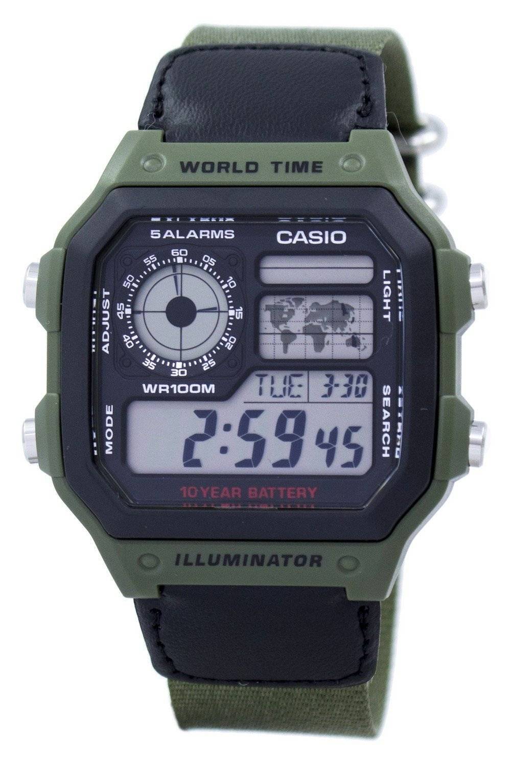 Casio World Time Alarm Digital AE - 1200WHB - 3BV AE1200WHB - 3BV Men's Watch - Prestige Stones