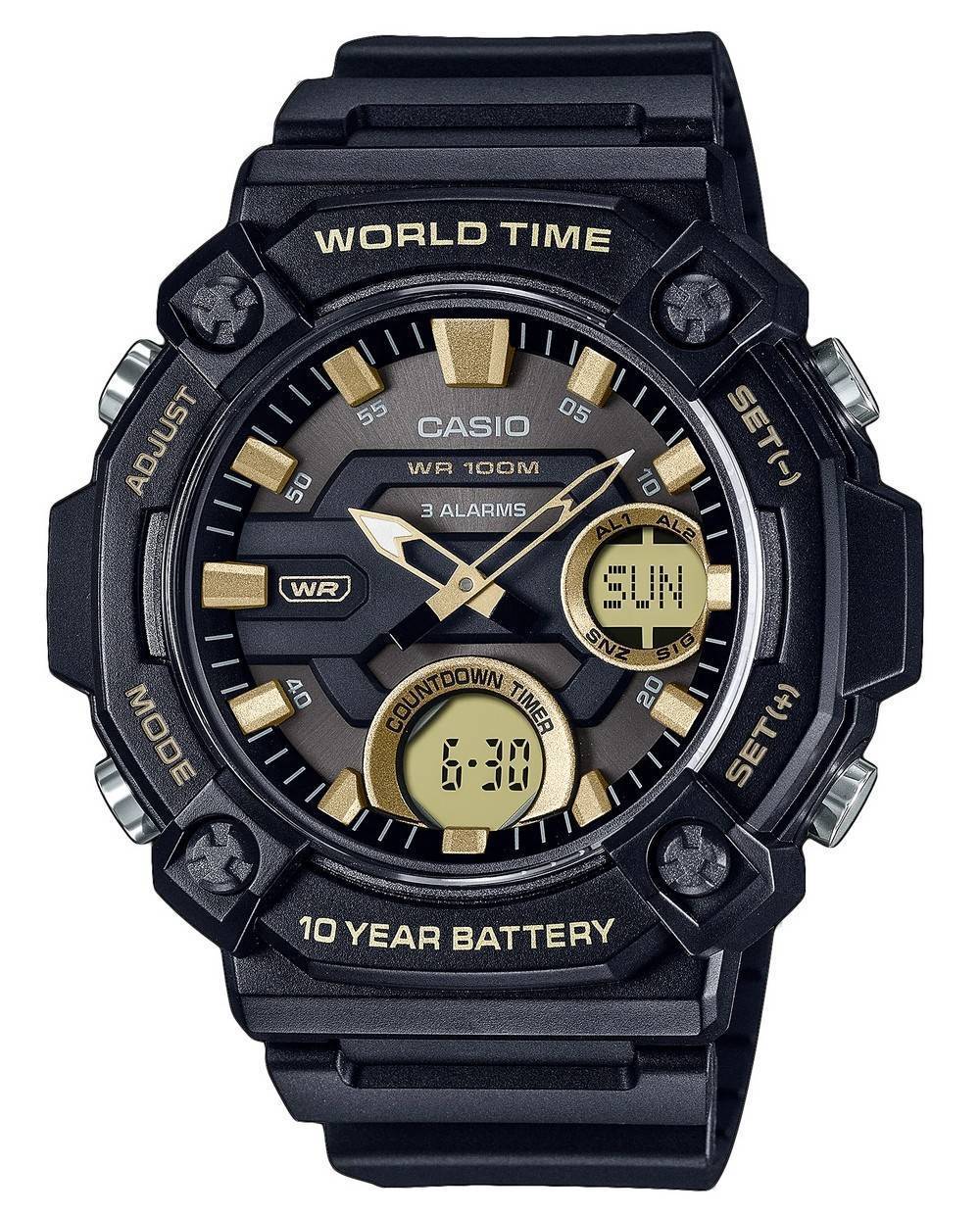 Casio Youth Analog Digital Resin Black Dial Quartz AEQ - 120W - 9AV AEQ120W - 9 100M Men's Watch - Prestige Stones