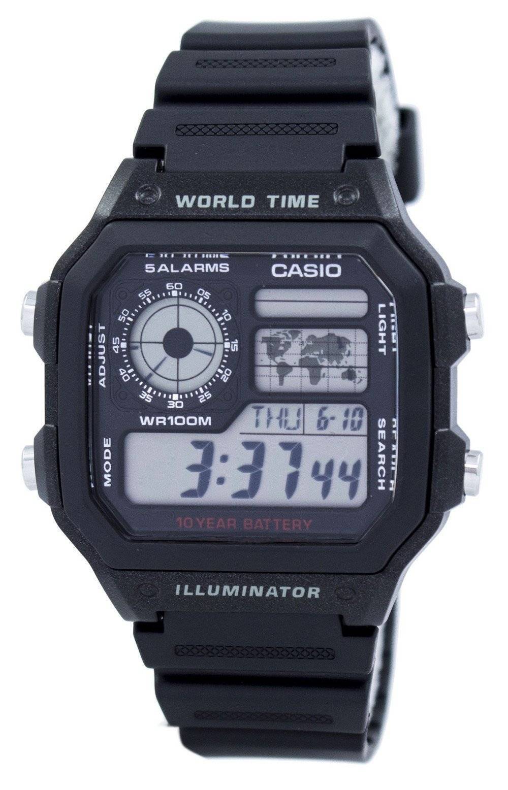 Casio Youth Illuminator World Time Alarm AE - 1200WH - 1AV AE1200WH - 1AV Men's Watch - Prestige Stones