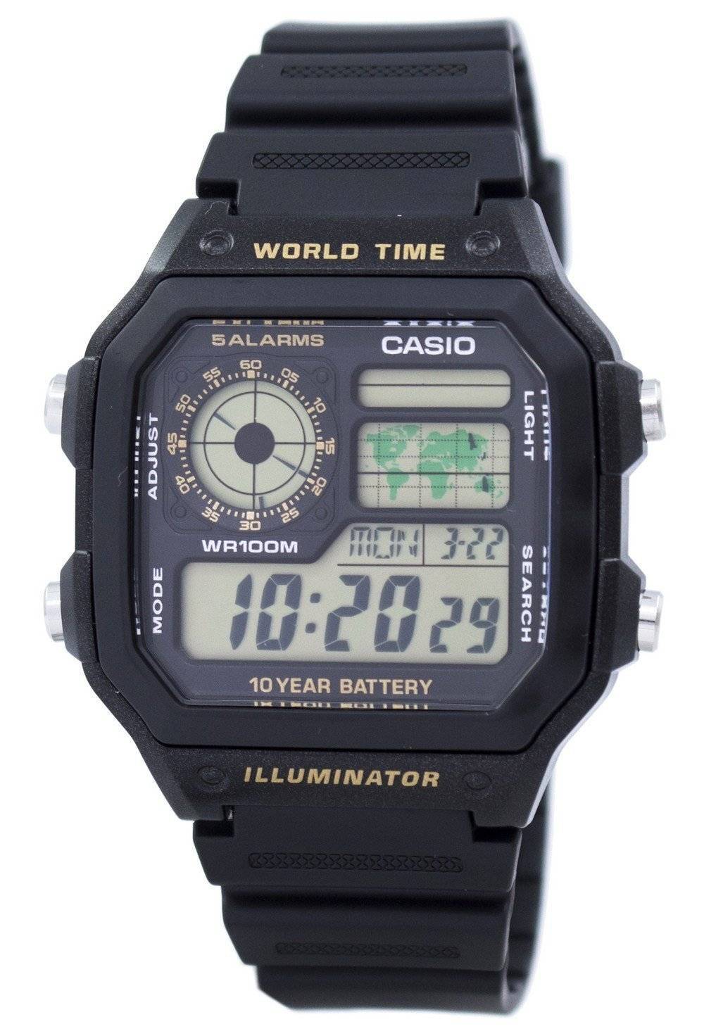 Casio Youth Series Digital World Time AE - 1200WH - 1BVDF AE - 1200WH - 1BV Men's Watch - Prestige Stones