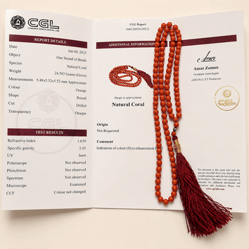 Certified Natural Coral (Marjan) Tasbih – CGL Certified - Prestige Stones