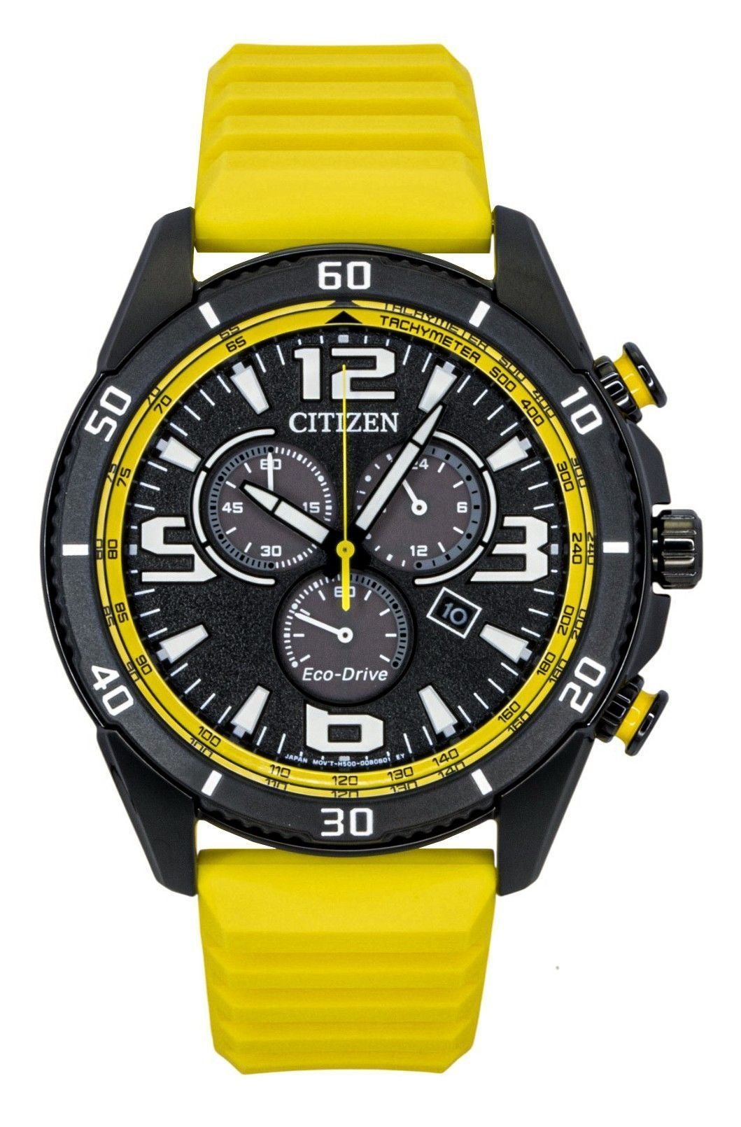 Citizen Brycen Chronograph Silicone Strap Black Dial Eco - Drive AT2585 - 08E 100M Men's Watch - Prestige Stones