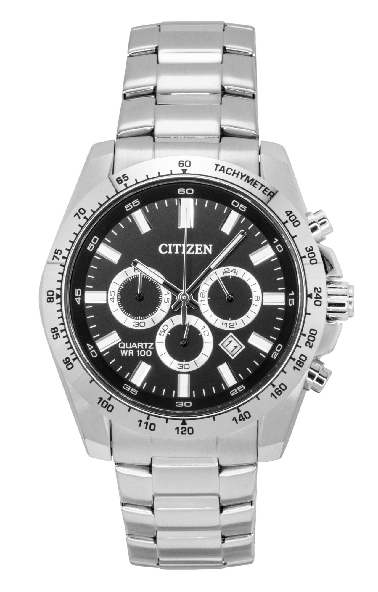 Citizen Chronograph Stainless Steel Black Dial Quartz AN8230 - 59E 100M Men's Watch - Prestige Stones
