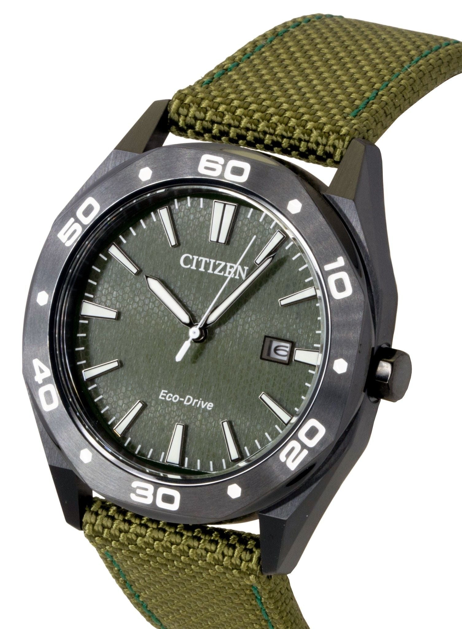 Citizen Eco - Drive Active Sport Nylon Strap Green Dial BM7635 - 01X 100M Men's Watch - Prestige Stones