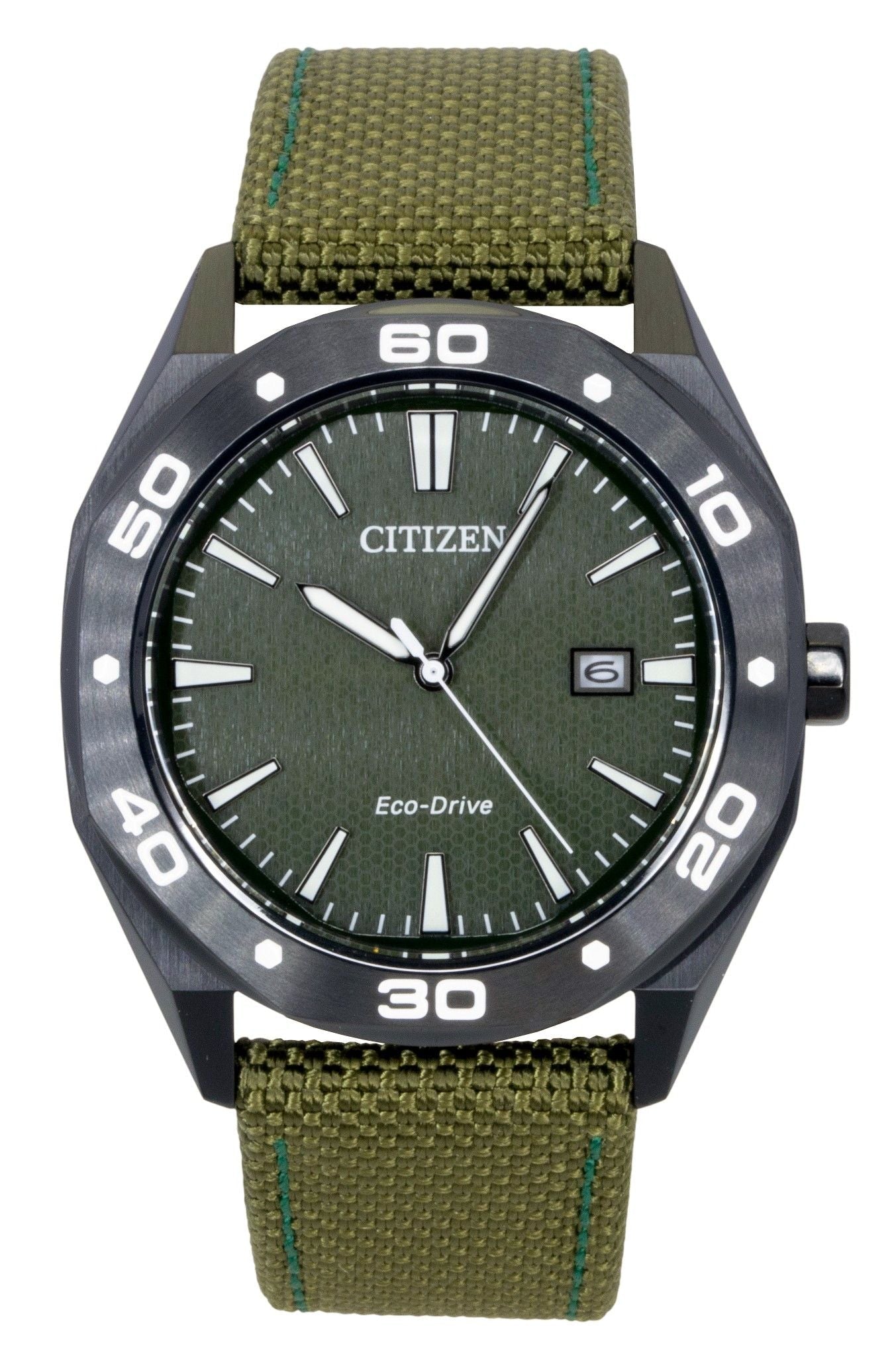 Citizen Eco - Drive Active Sport Nylon Strap Green Dial BM7635 - 01X 100M Men's Watch - Prestige Stones