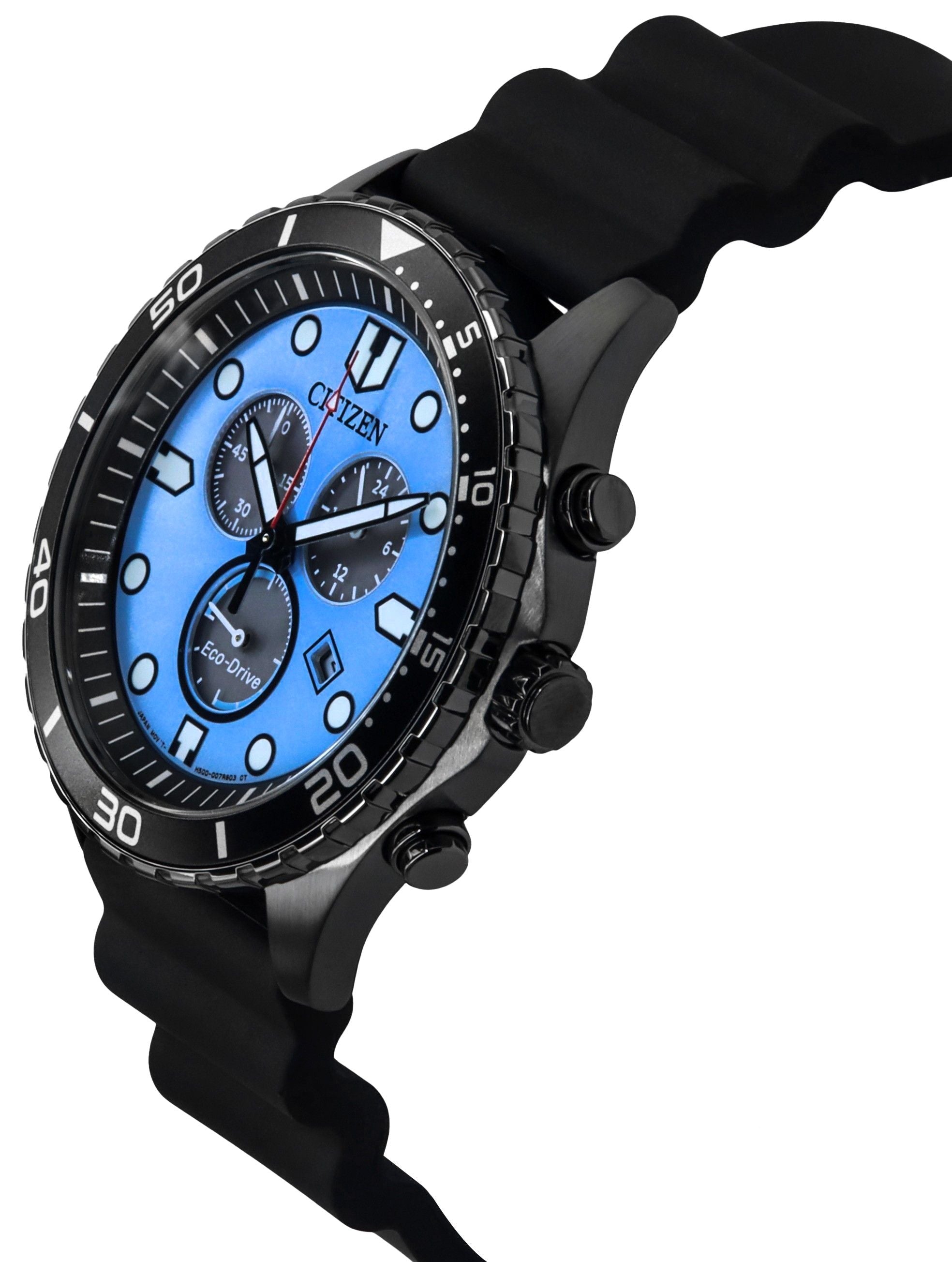 Citizen Eco - Drive Chronograph Polyurethane Strap Blue Dial AT2567 - 18L 100M Men's Watch - Prestige Stones