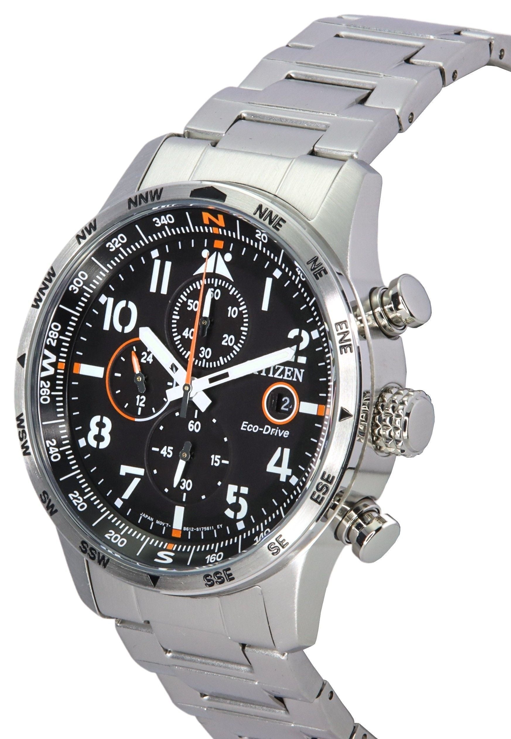 Citizen Eco - Drive Chronograph Stainless Steel Black Dial CA0790 - 83E 100M Men's Watch - Prestige Stones